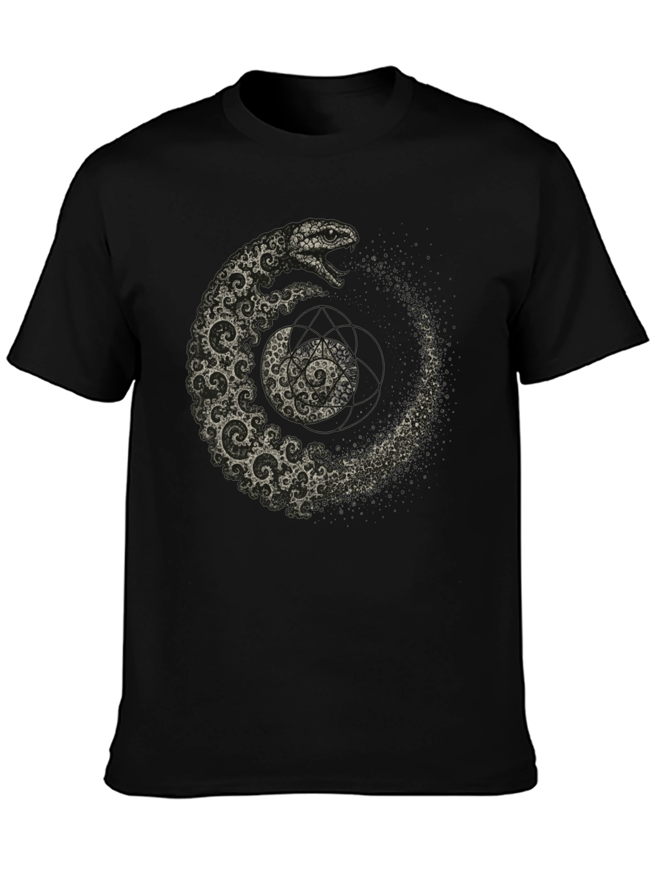 Serpent Spiral T-Shirt - Geometric Snake Design