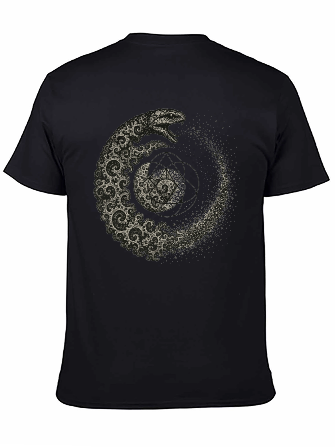 Serpent Spiral T-Shirt - Geometric Snake Design