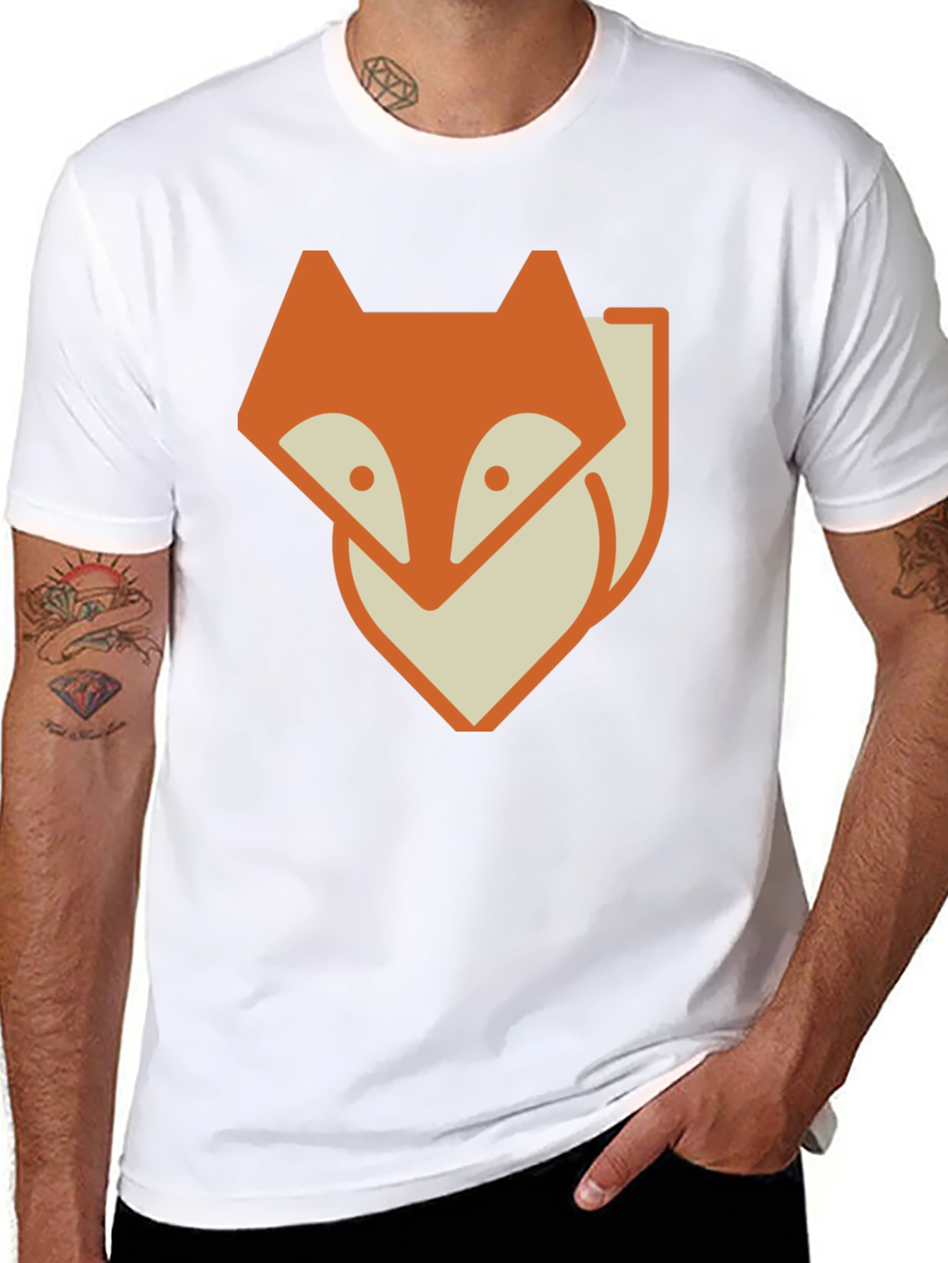 Fox Graphic Print Tee - Stylish Black T-Shirt