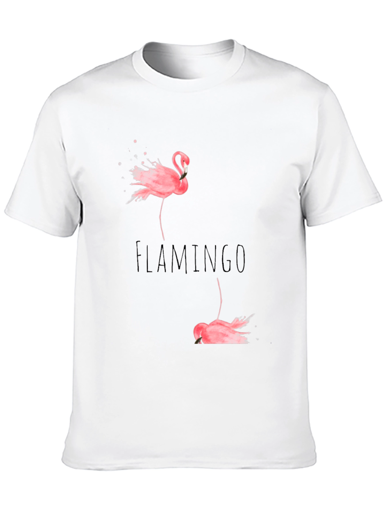 Flamingo Print Black Cotton T-Shirt