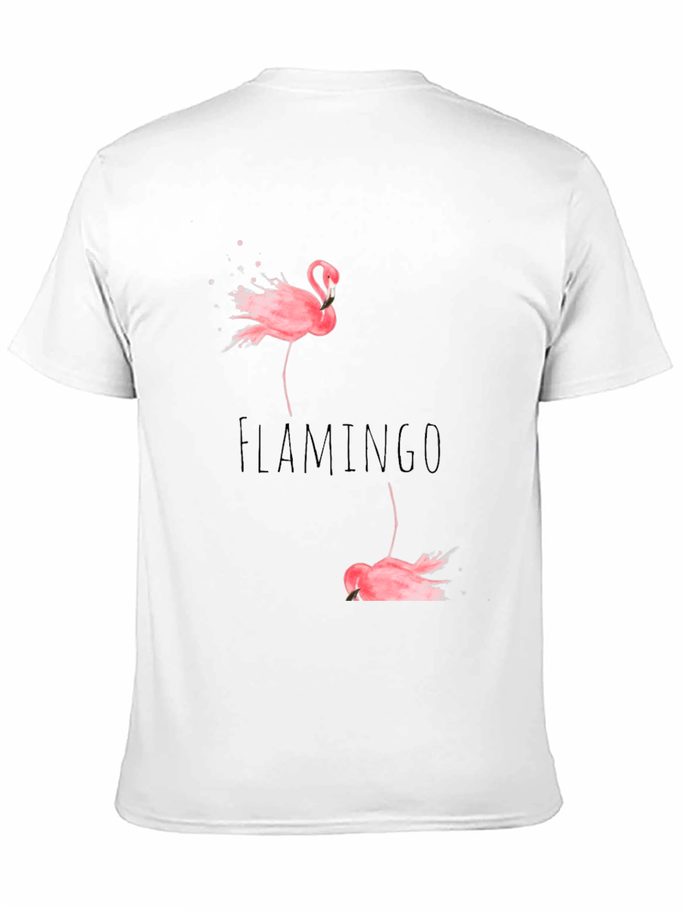 Flamingo Print Black Cotton T-Shirt
