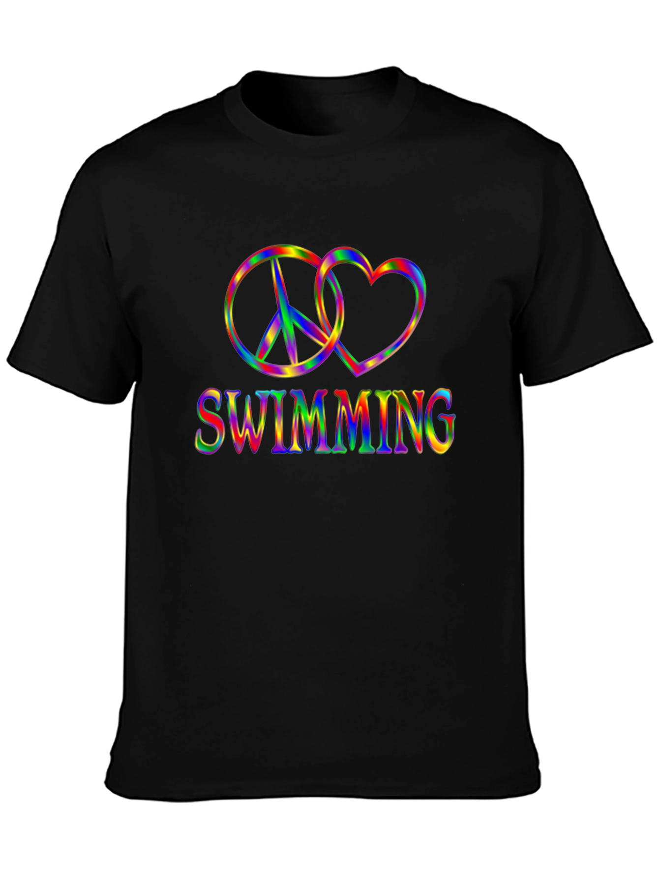 Rainbow Swimming Peace and Love T-Shirt