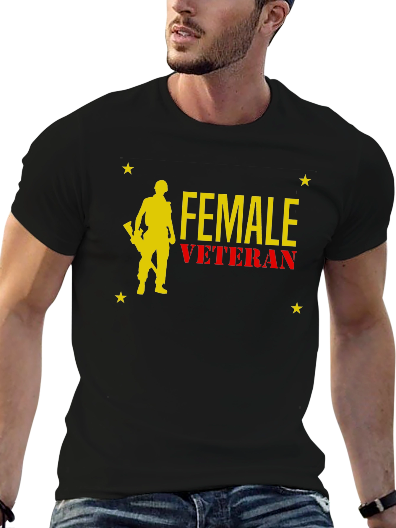Female Veteran Graphic T-Shirt - Black