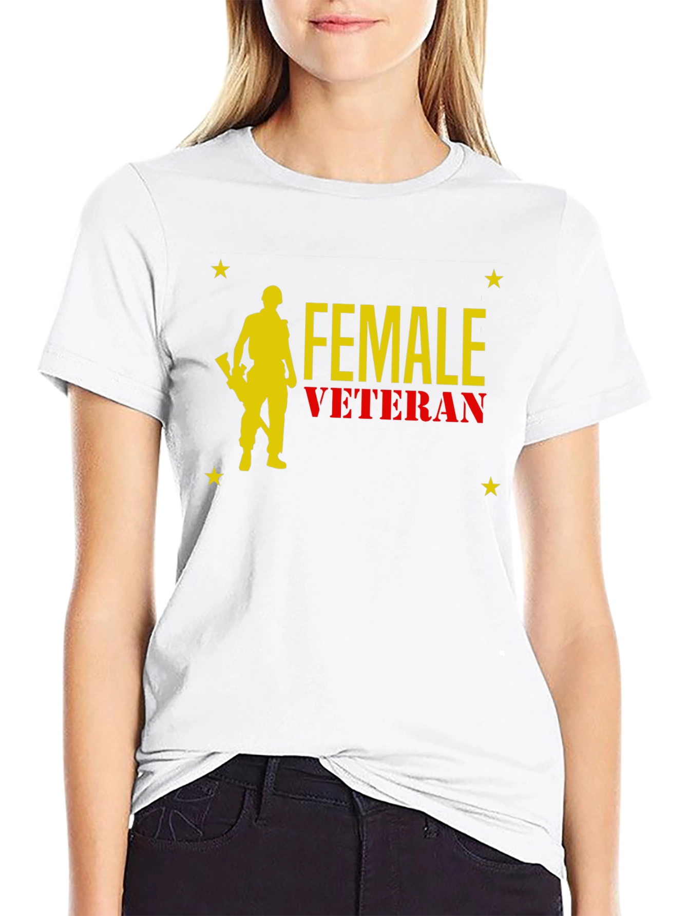 Female Veteran Graphic T-Shirt - Black