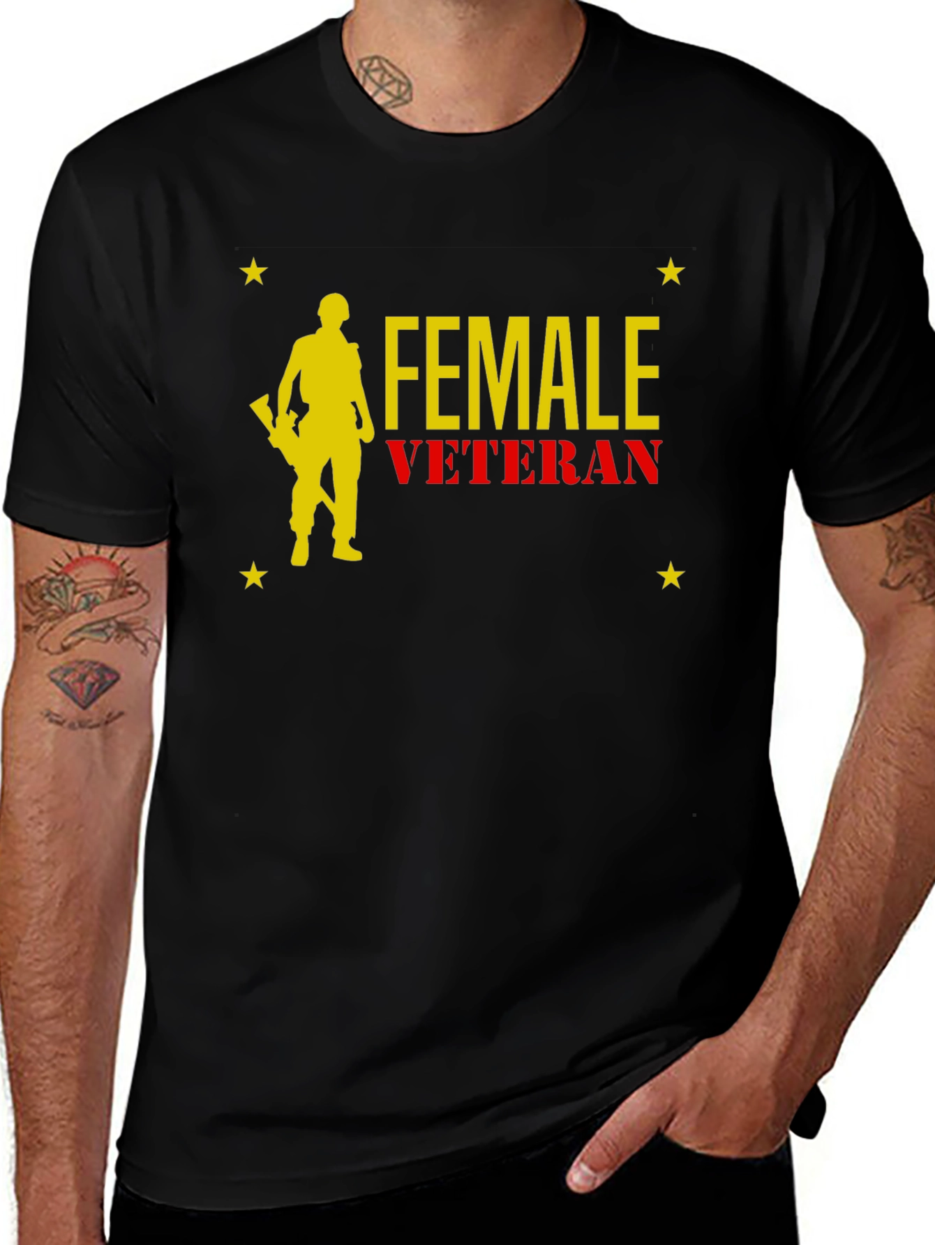Female Veteran Graphic T-Shirt - Black