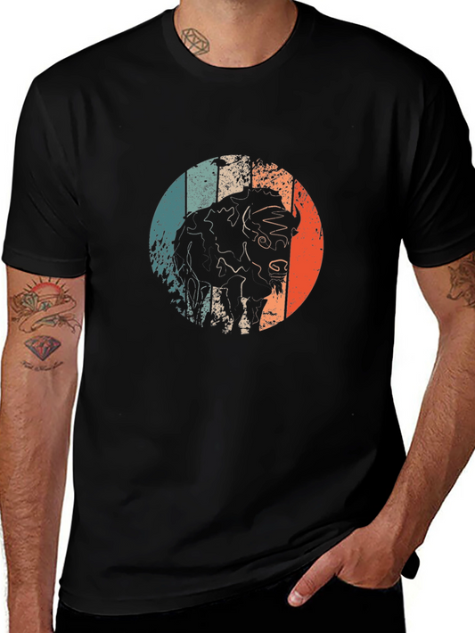 Retro Bison Graphic Tee - Black