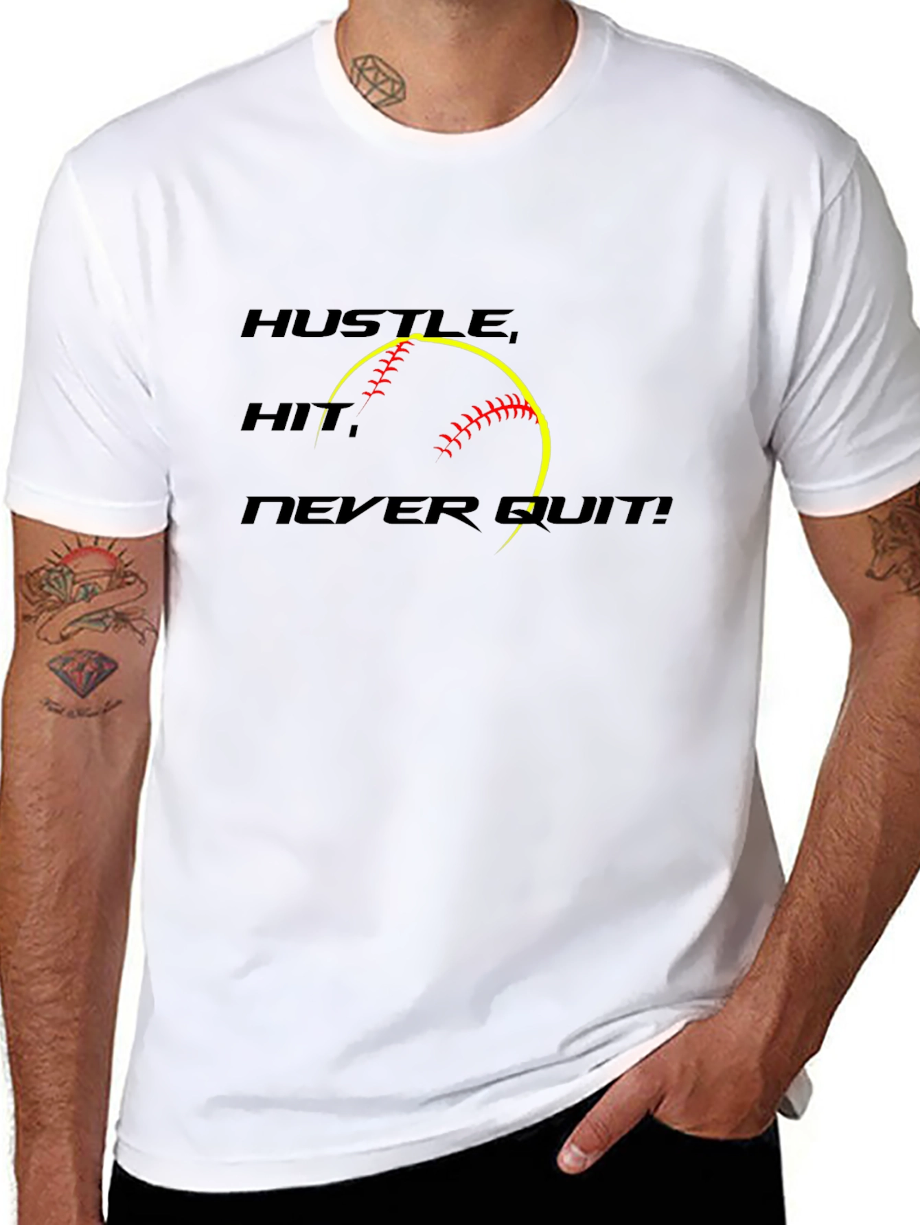 Hustle Hit Never Quit Softball T-Shirt