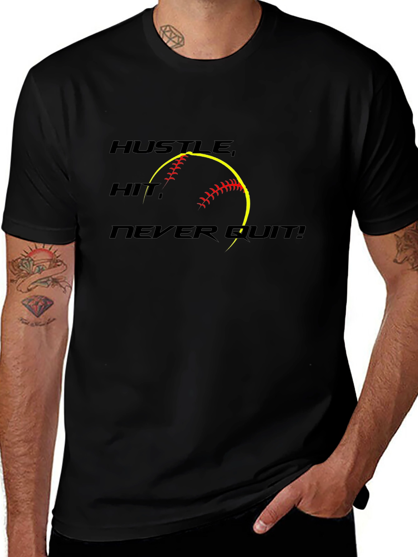 Hustle Hit Never Quit Softball T-Shirt