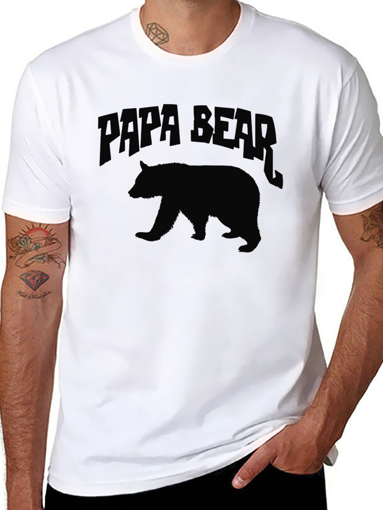 Papa Bear Graphic T-Shirt - Black Crew Neck Tee