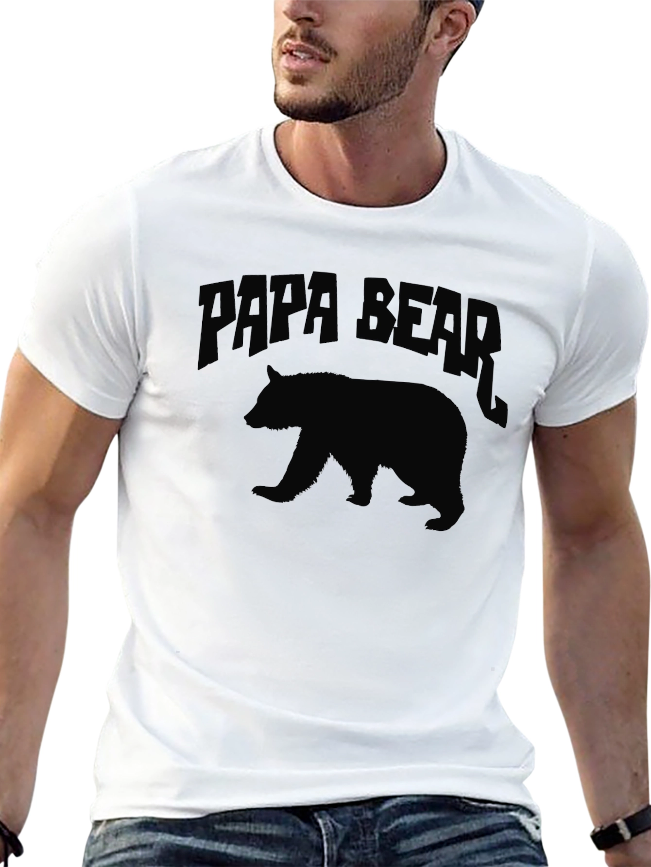 Papa Bear Graphic T-Shirt - Black Crew Neck Tee