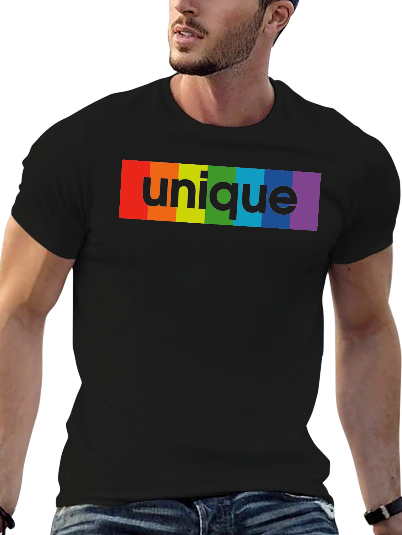 Unique Rainbow Graphic Black T-Shirt