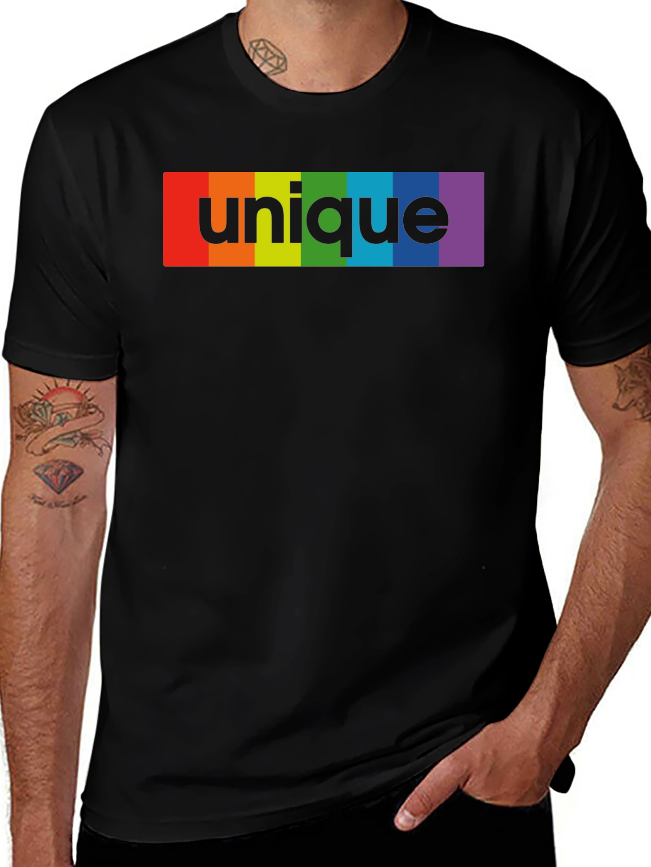 Unique Rainbow Graphic Black T-Shirt
