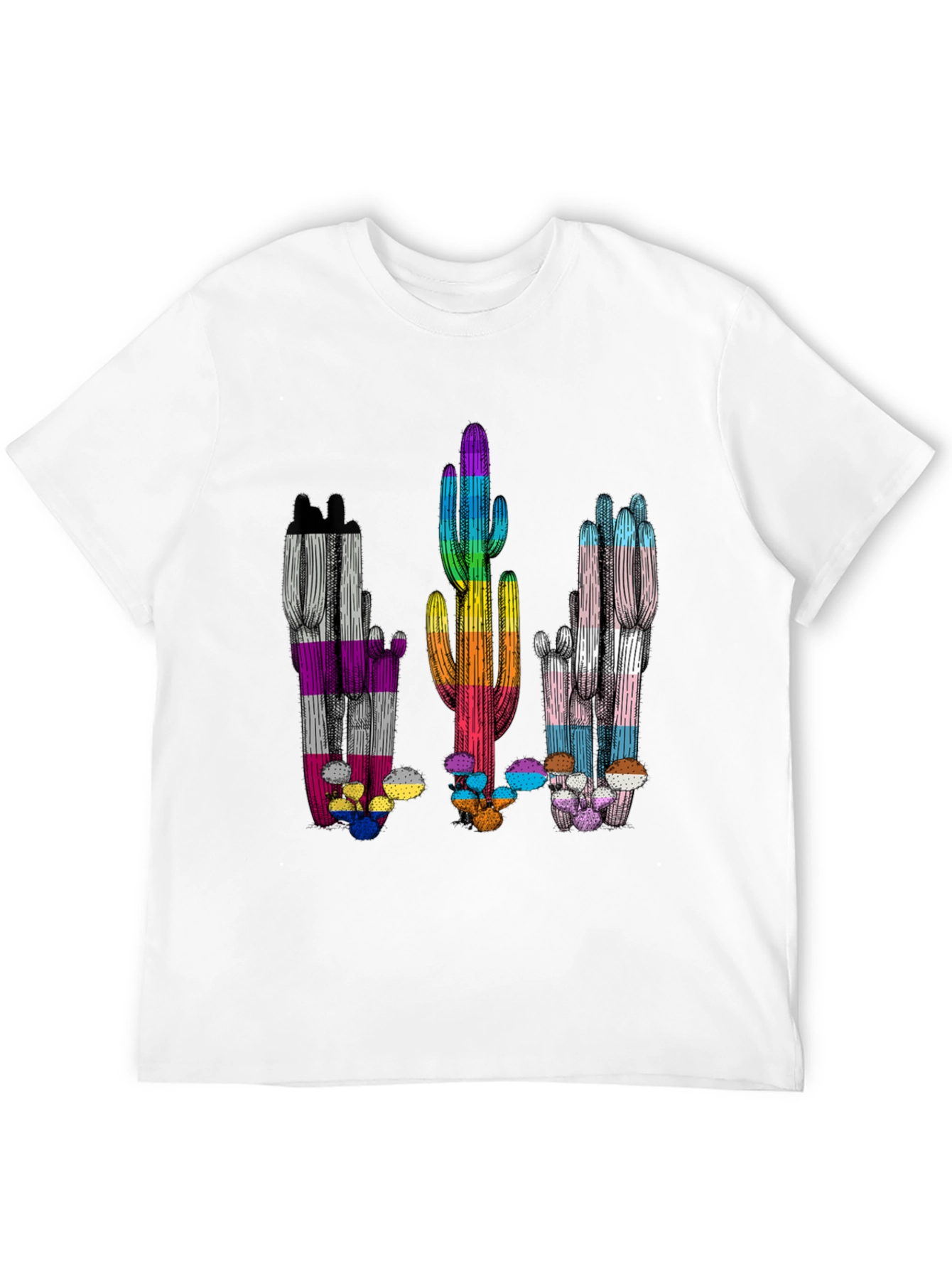 LGBTQ+ Pride Cactus T-Shirt - Black