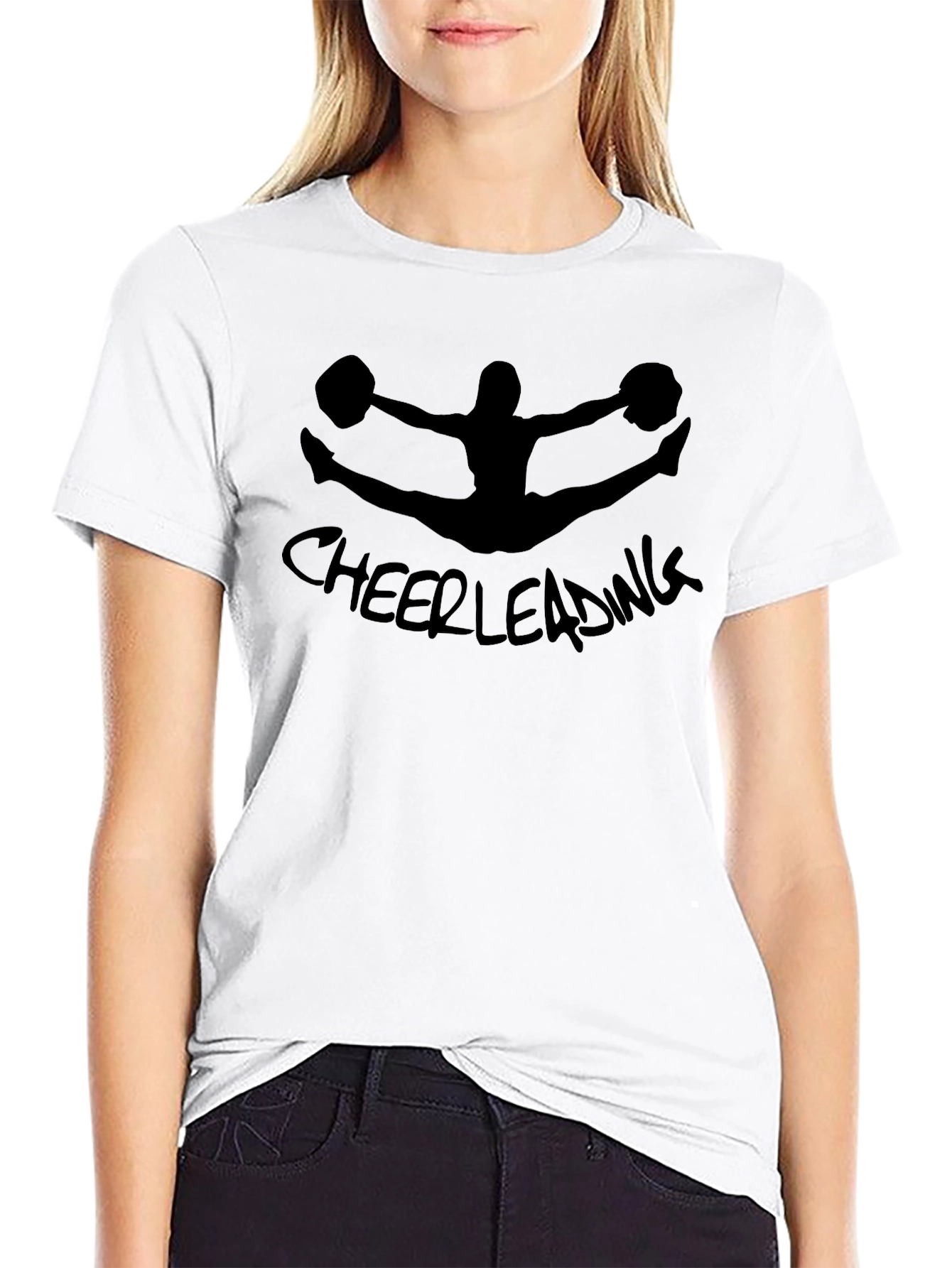 Cheerleading Silhouette Black Graphic T-Shirt