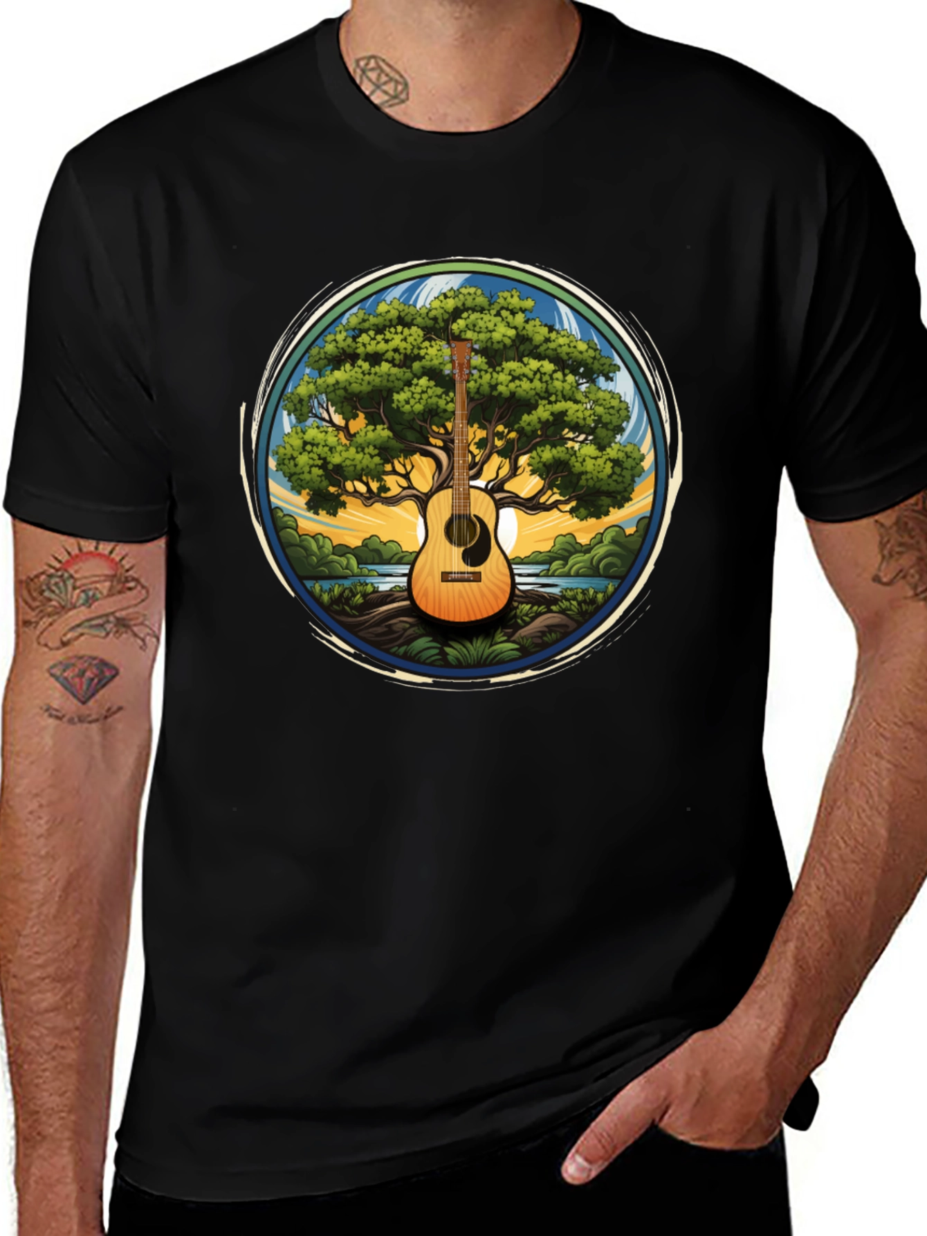 Guitar Tree Graphic Tee - Music Lovers T-Shirt