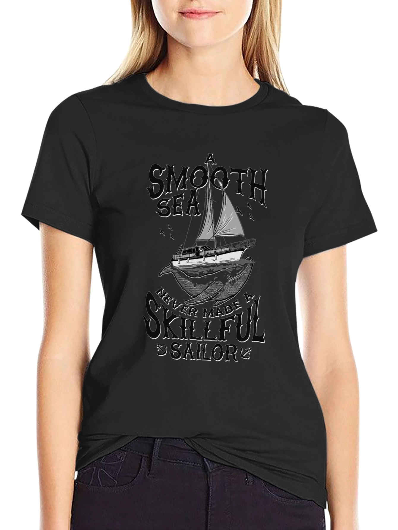 Smooth Sea Skillful Sailor Black T-Shirt