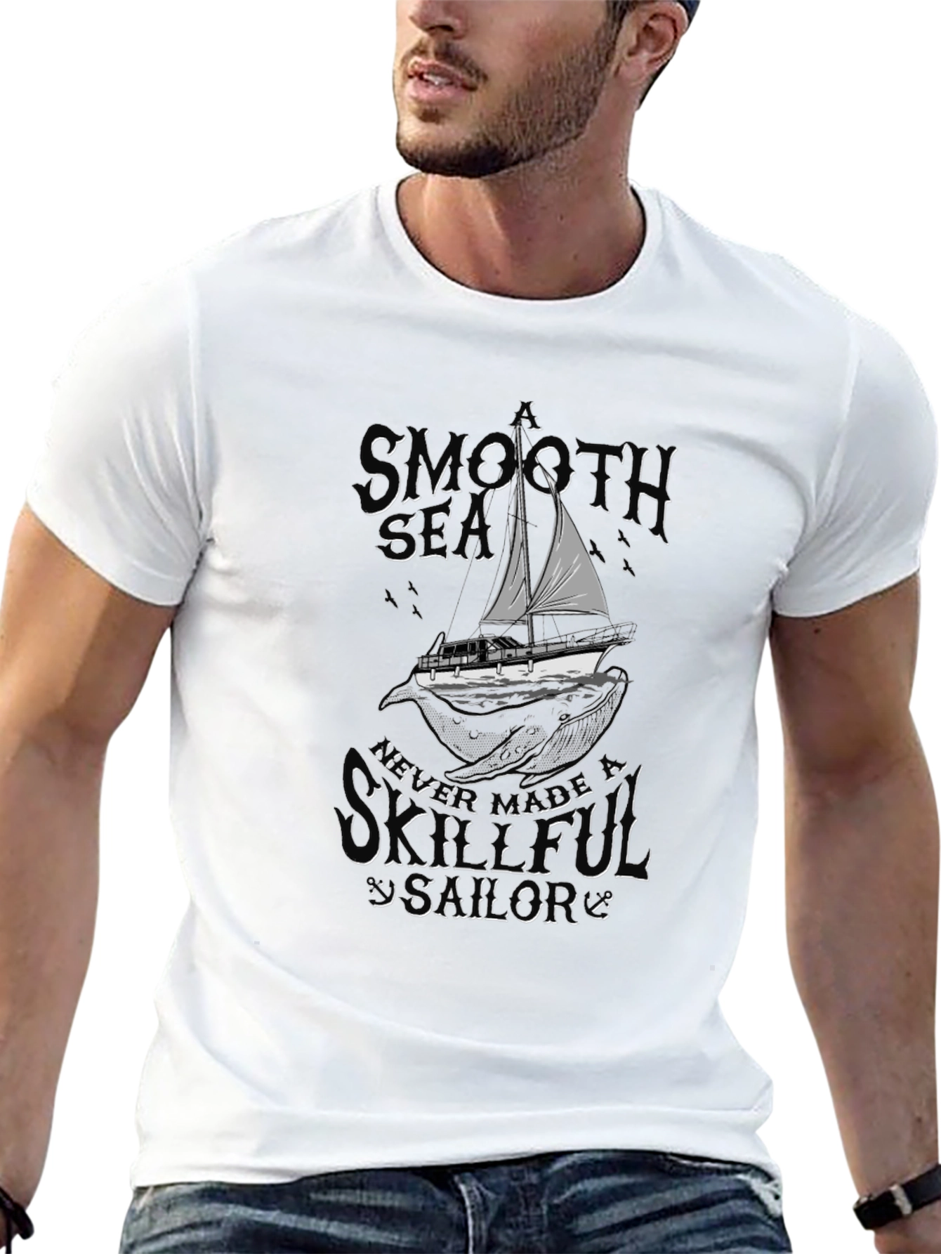 Smooth Sea Skillful Sailor Black T-Shirt