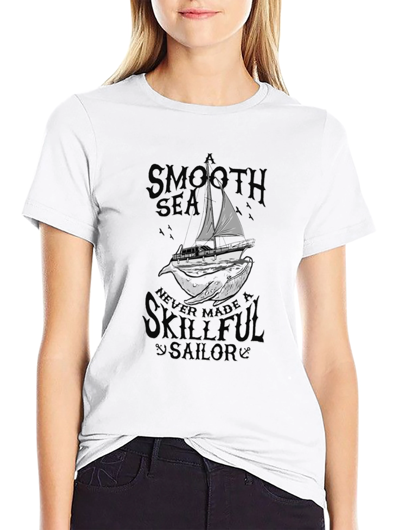 Smooth Sea Skillful Sailor Black T-Shirt