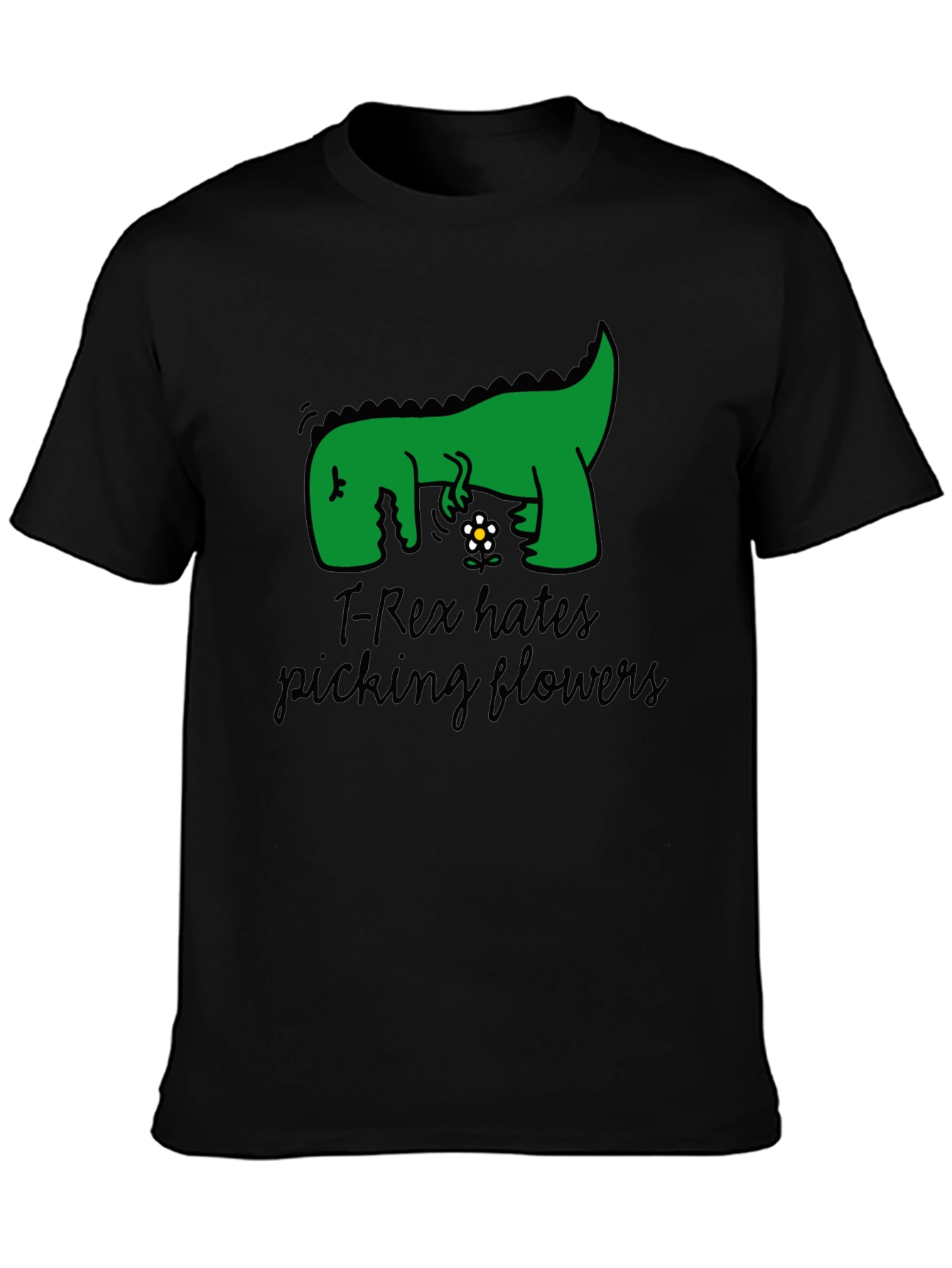 T-Rex Hates Picking Flowers Graphic T-Shirt