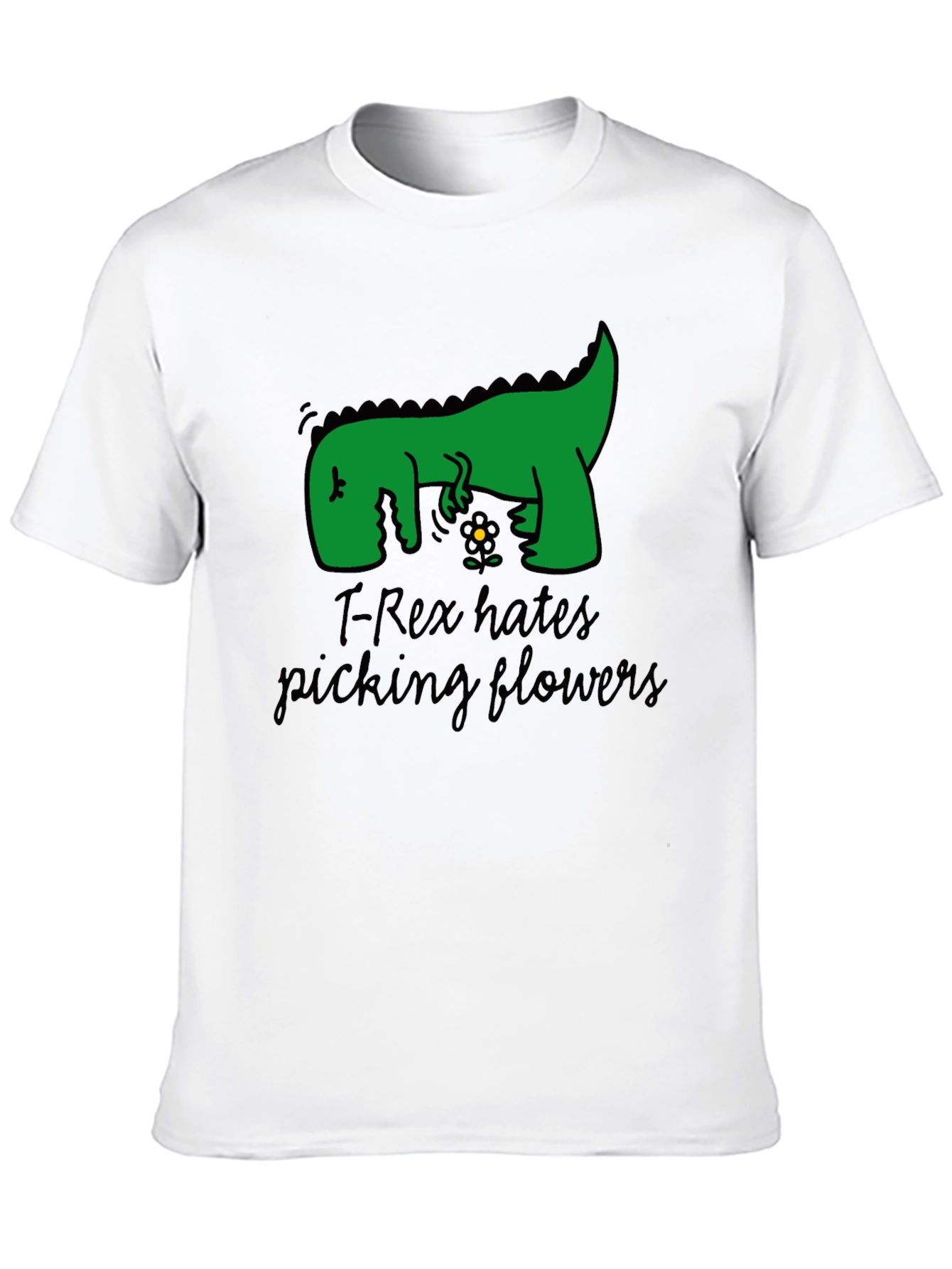 T-Rex Hates Picking Flowers Graphic T-Shirt