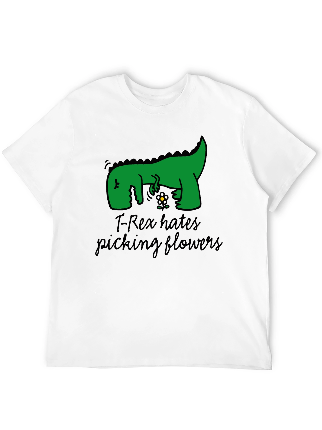 T-Rex Hates Picking Flowers Graphic T-Shirt