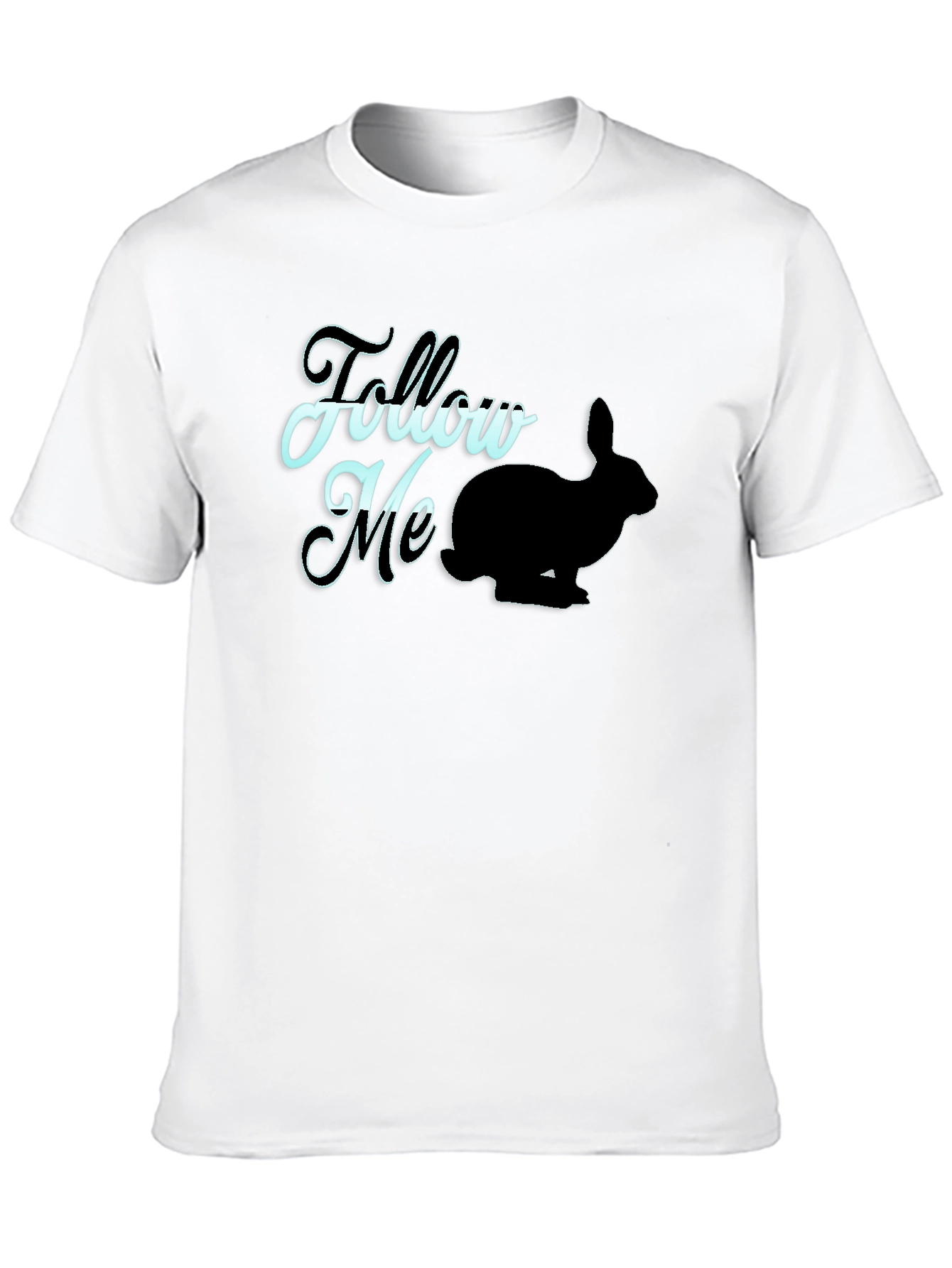 Follow Me Rabbit Graphic Tee - Black Casual T-Shirt