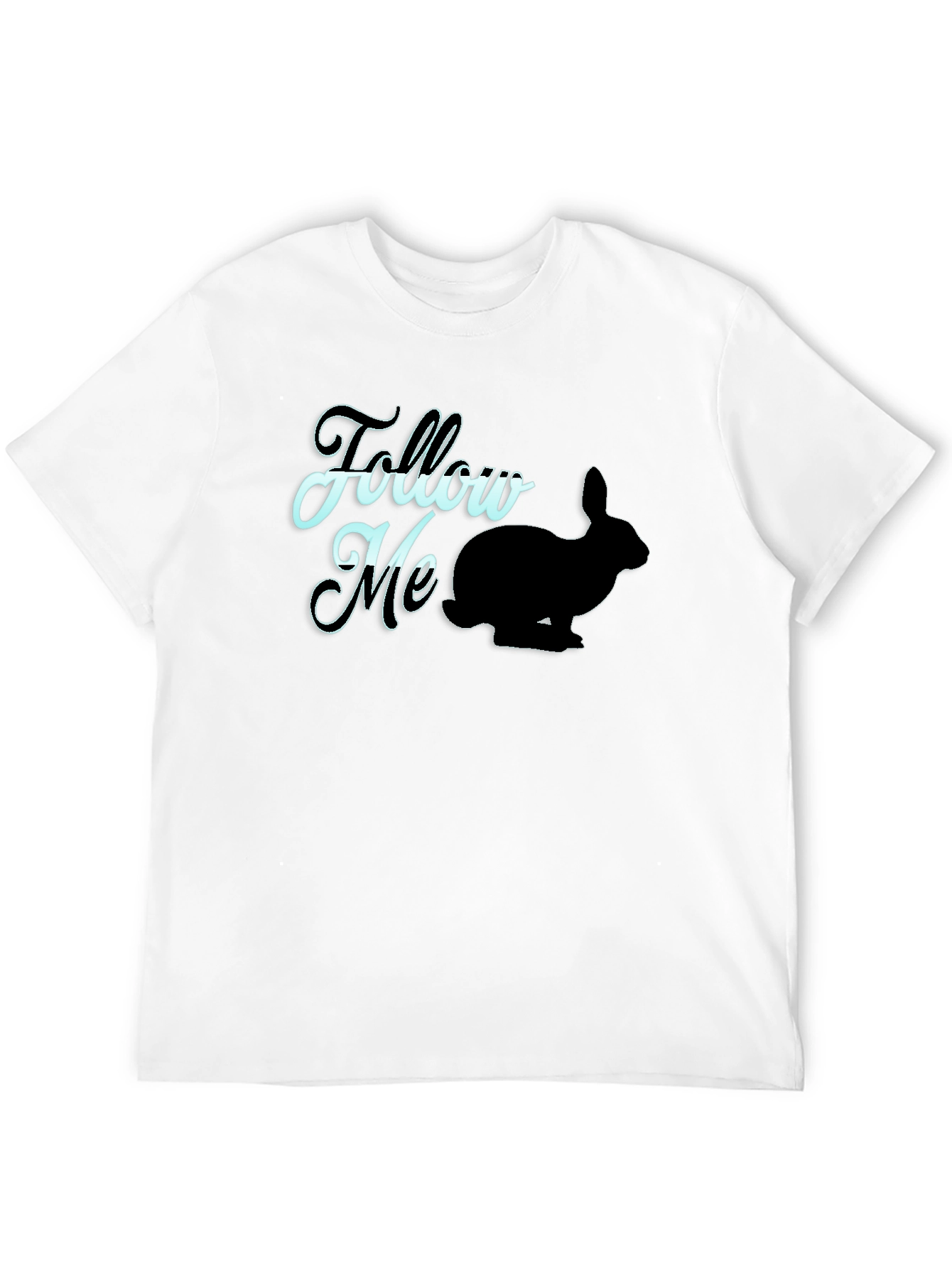 Follow Me Rabbit Graphic Tee - Black Casual T-Shirt