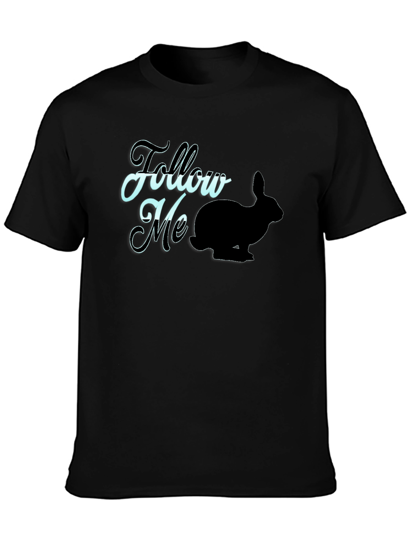 Follow Me Rabbit Graphic Tee - Black Casual T-Shirt