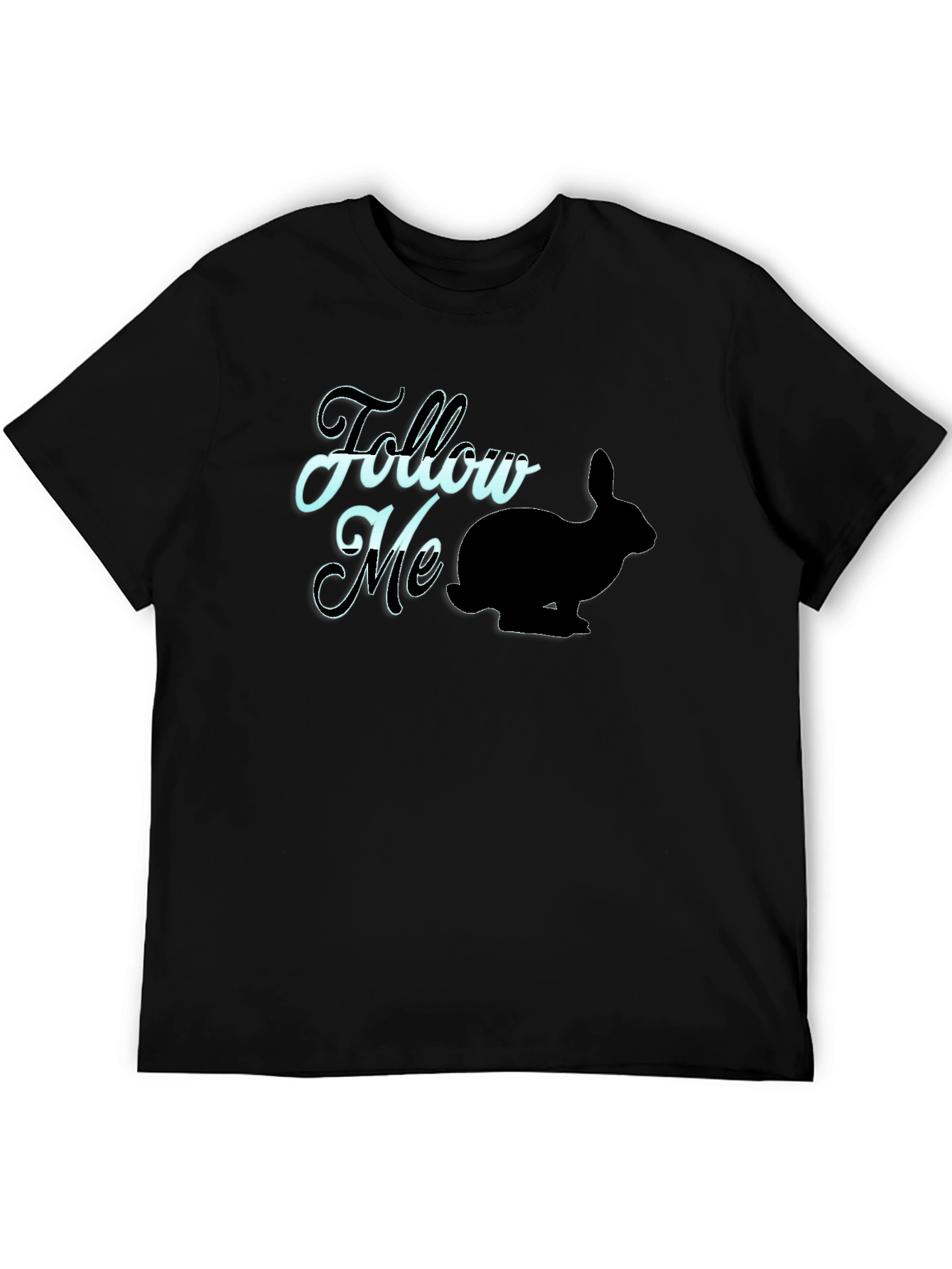 Follow Me Rabbit Graphic Tee - Black Casual T-Shirt