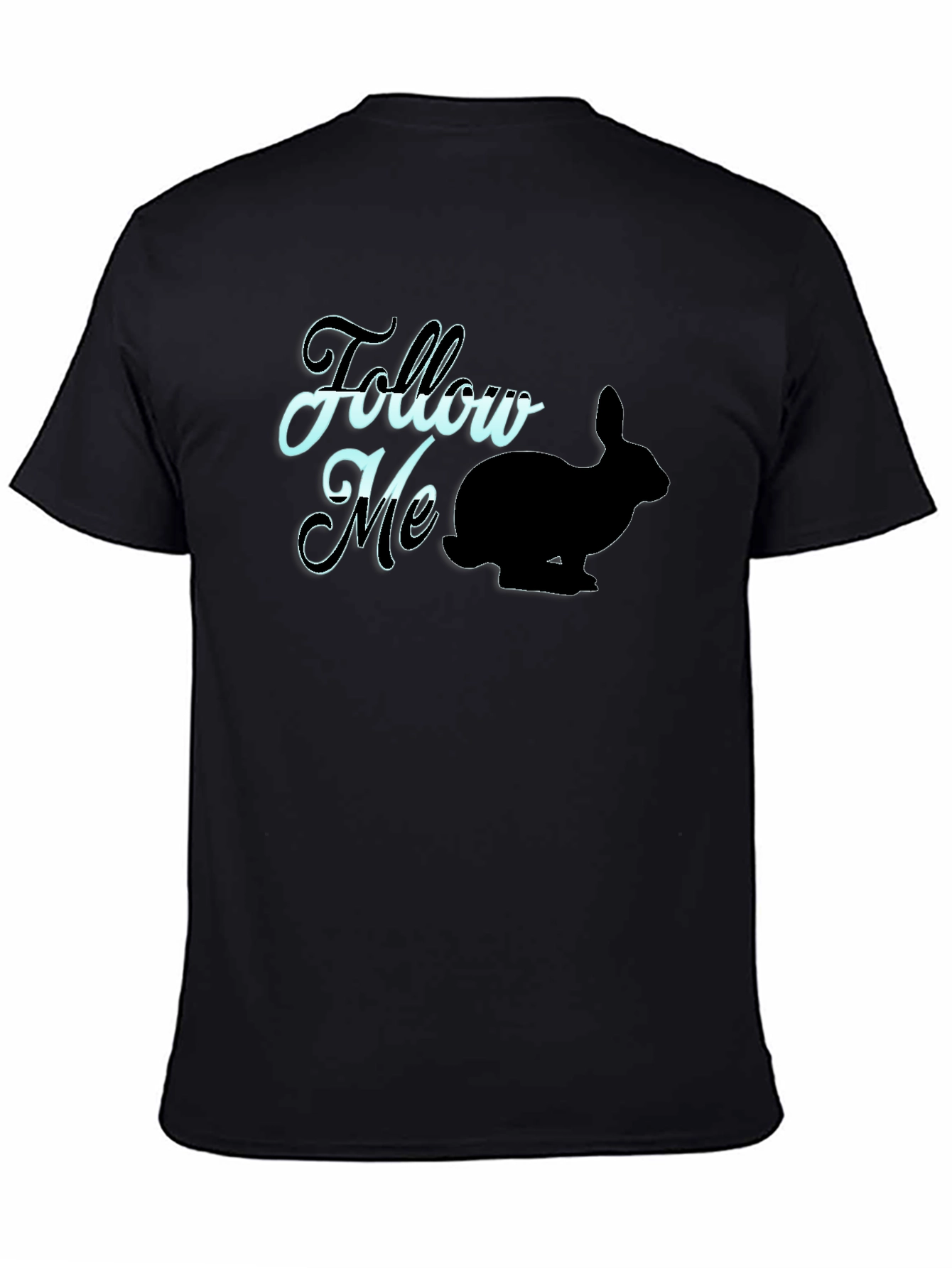 Follow Me Rabbit Graphic Tee - Black Casual T-Shirt