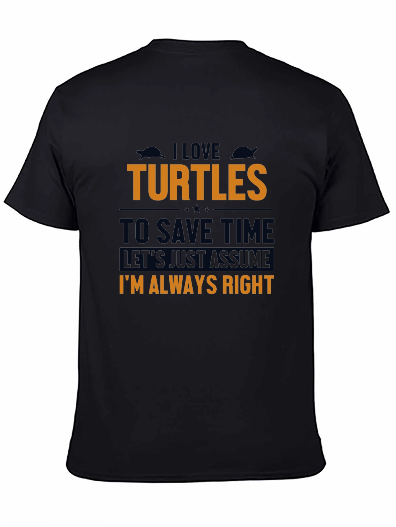 I Love Turtles Mens Black Graphic Tee