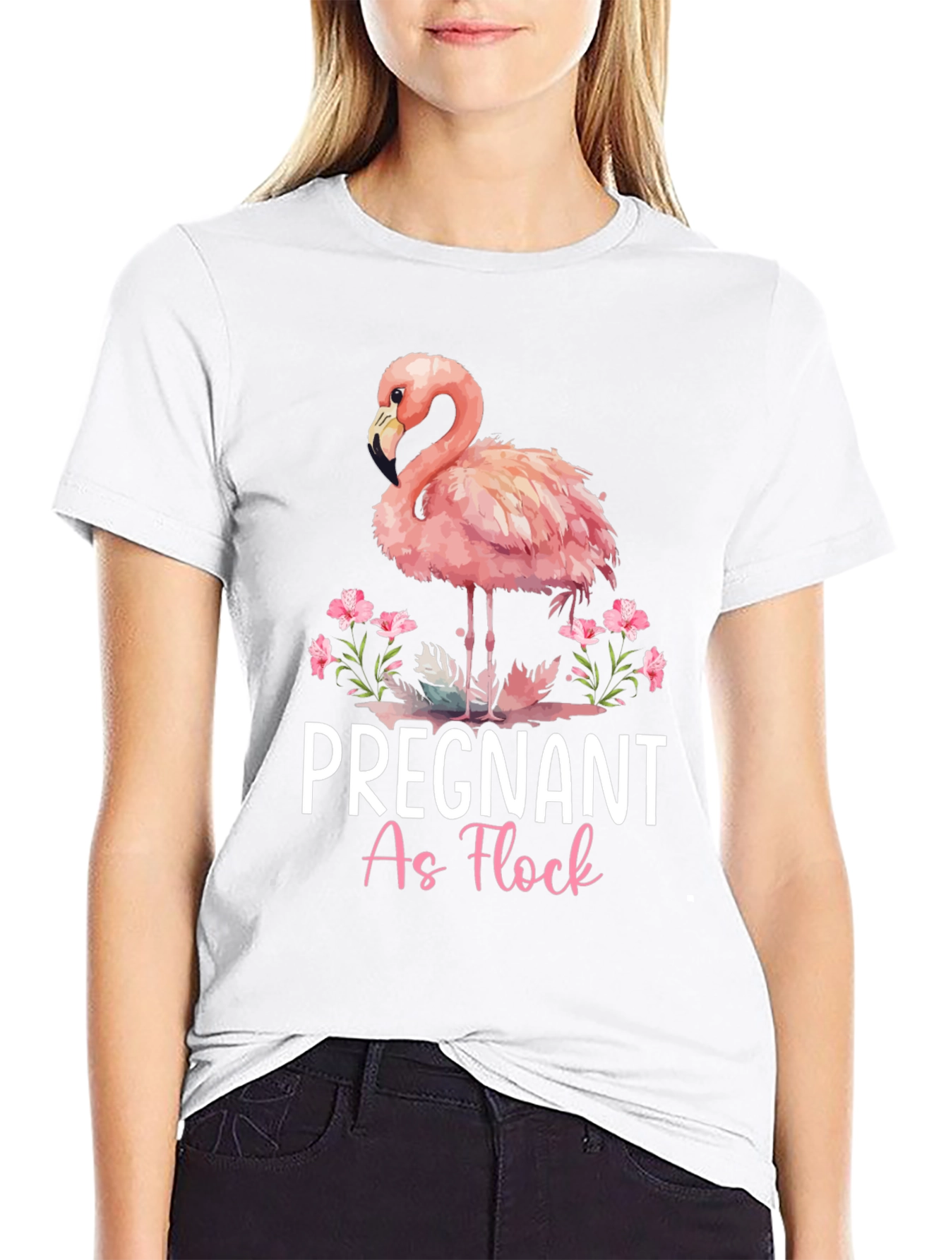 Pregnant As Flock Flamingo T-Shirt