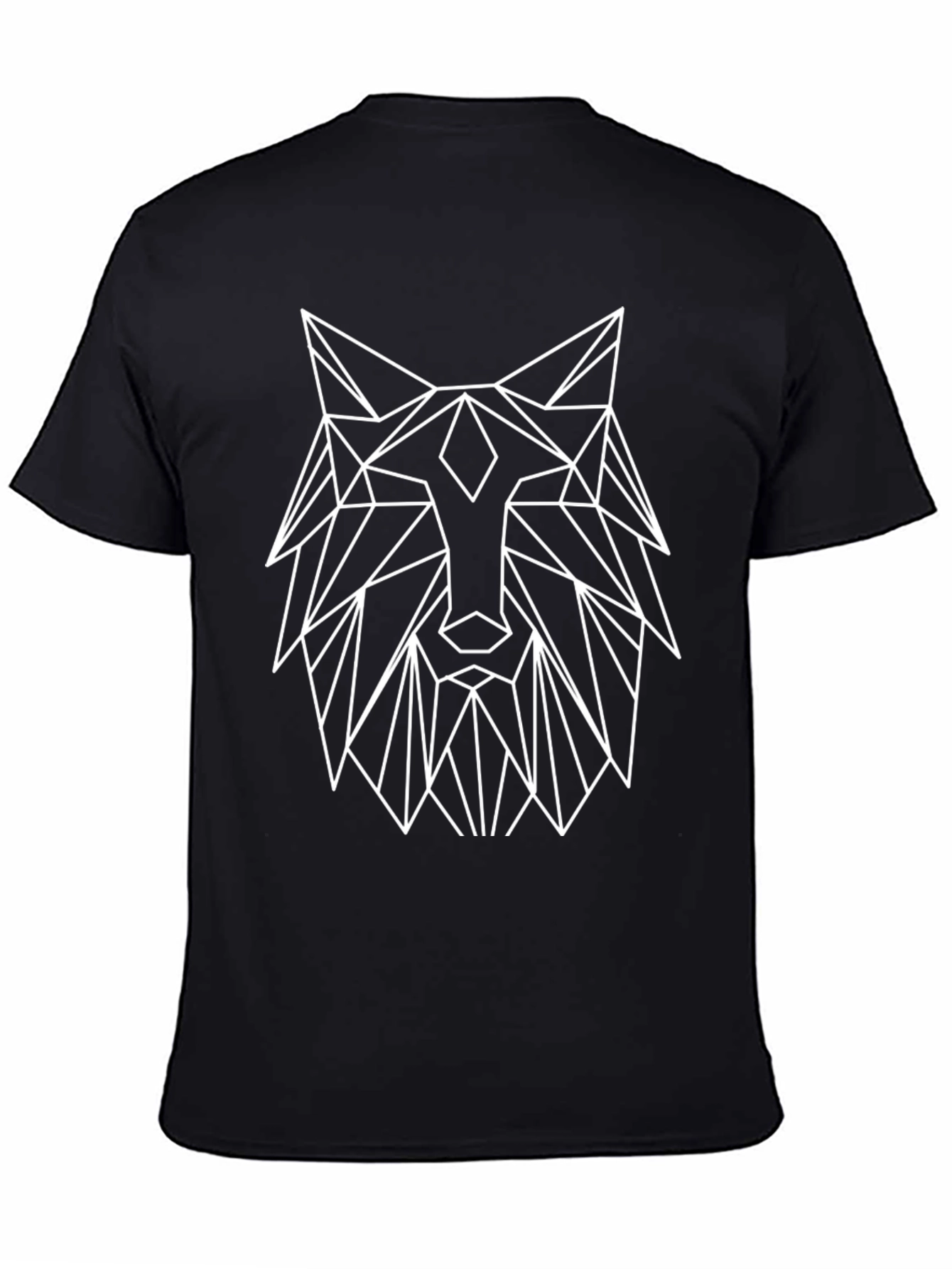 Geometric Wolf Graphic Black T-Shirt