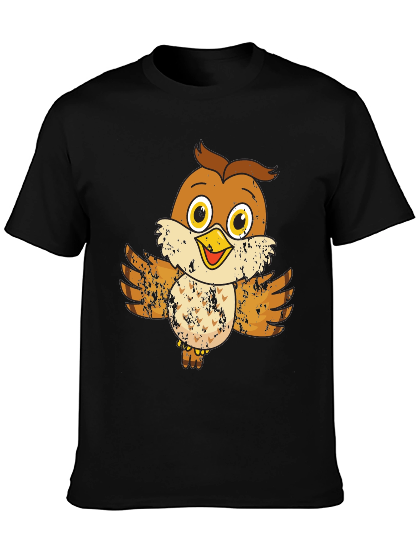 Cute Cartoon Owl Graphic Tee - Unisex Black T-Shirt