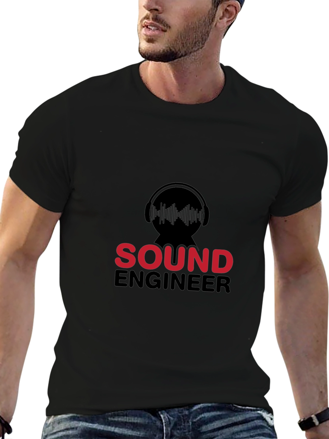 Sound Engineer Graphic T-Shirt - Black Crew Neck Tee