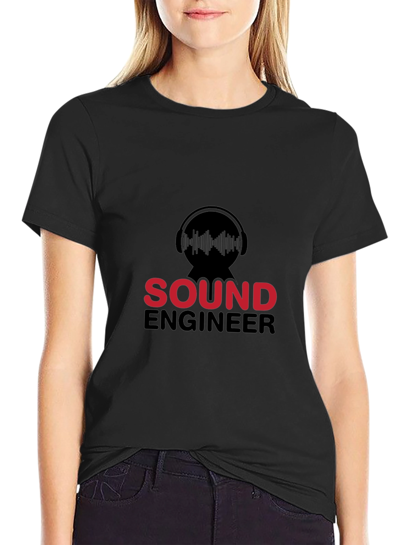 Sound Engineer Graphic T-Shirt - Black Crew Neck Tee