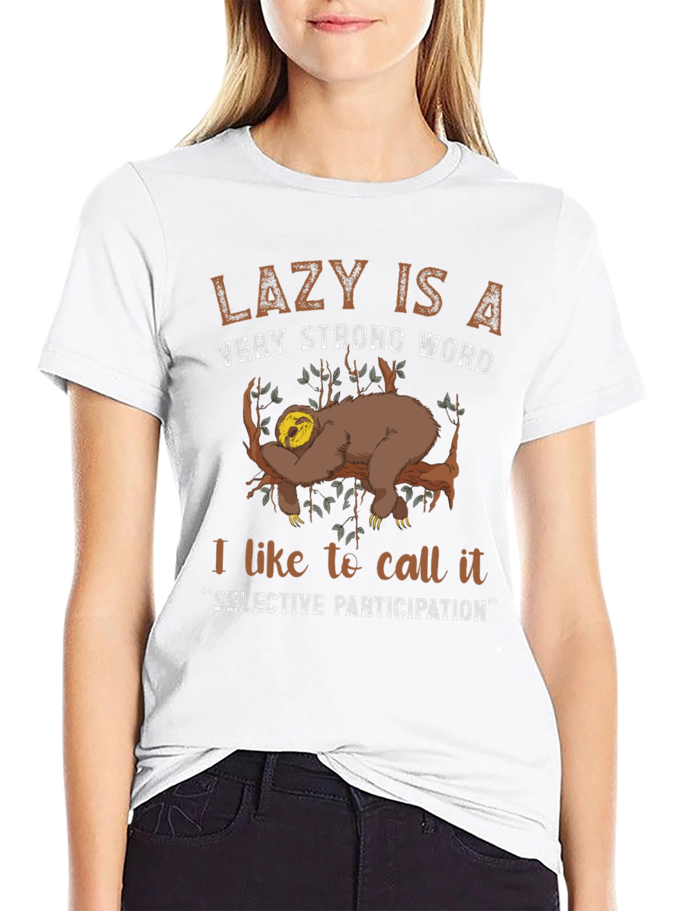 Lazy Sloth Graphic T-Shirt: Selective Participation