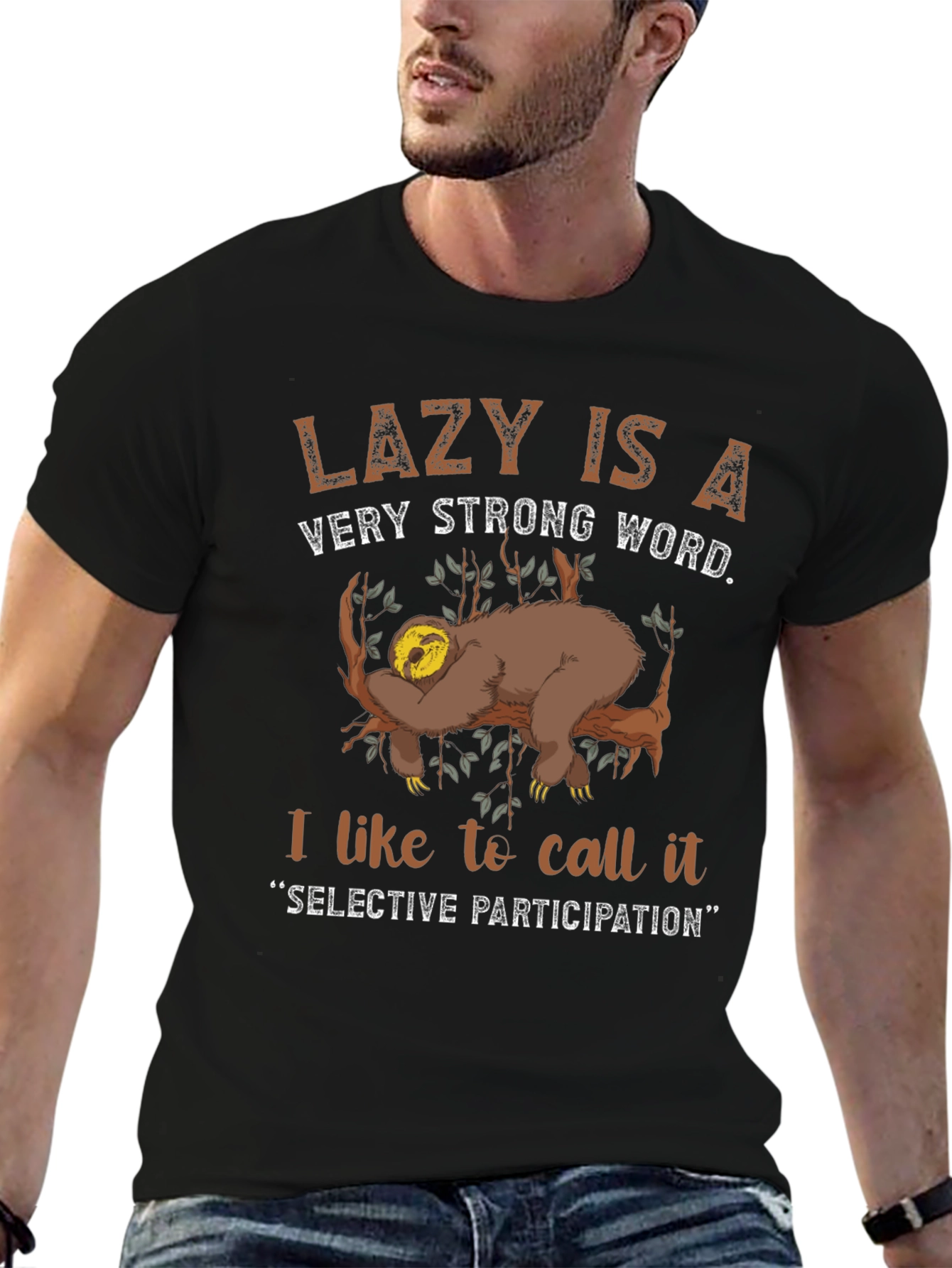 Lazy Sloth Graphic T-Shirt: Selective Participation