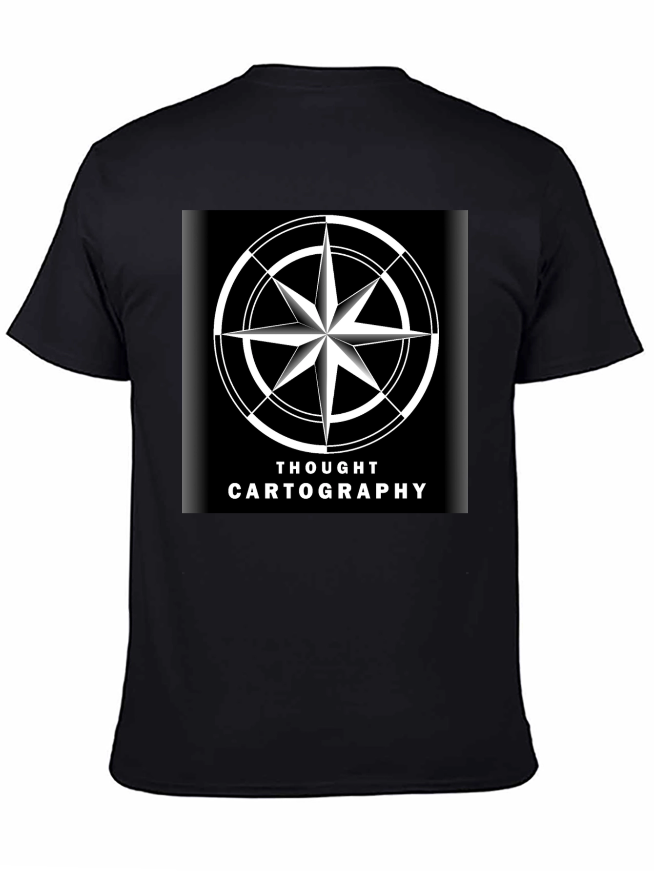 Thought Cartography Compass Design Black T-Shirt