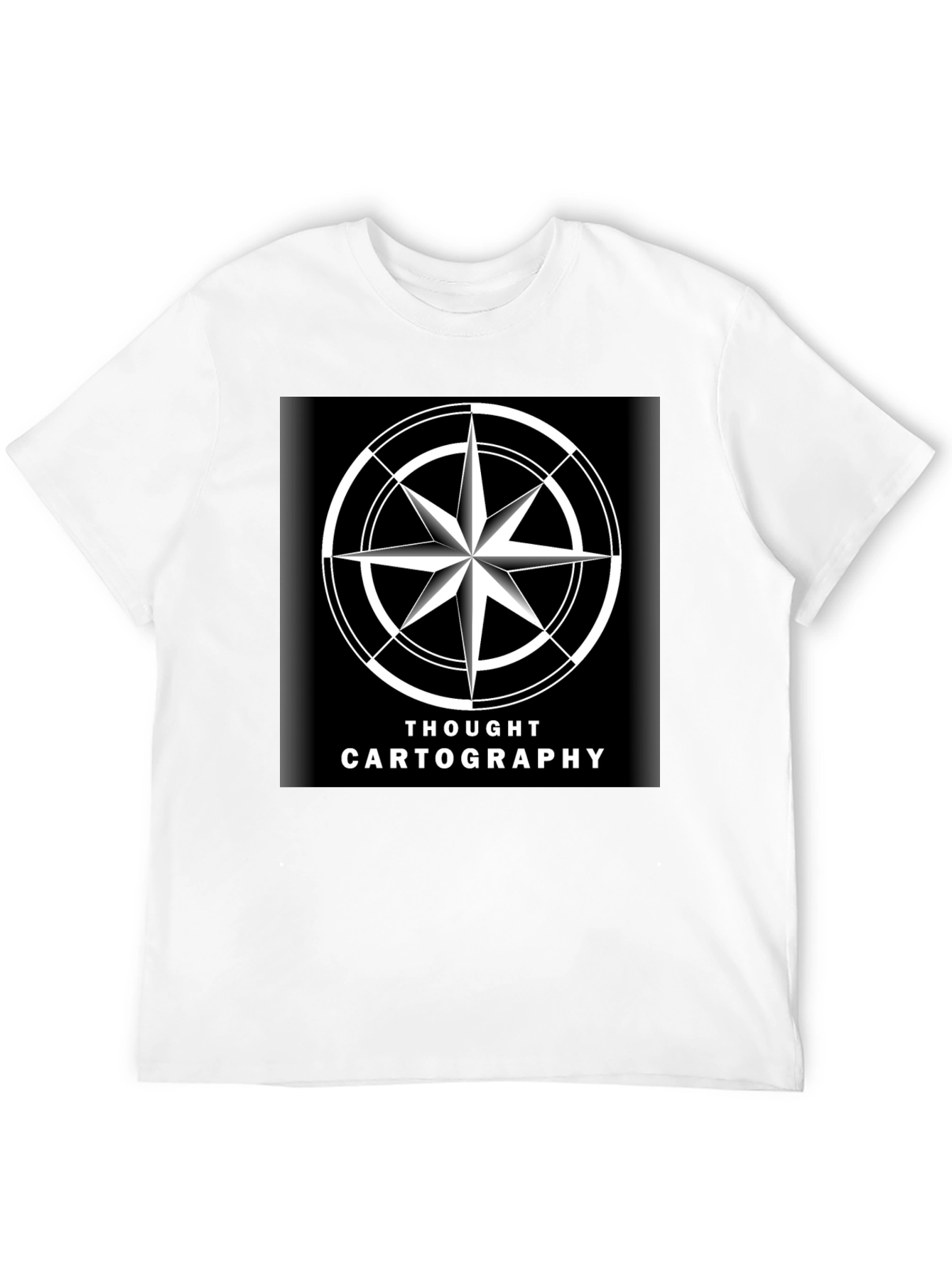 Thought Cartography Compass Design Black T-Shirt