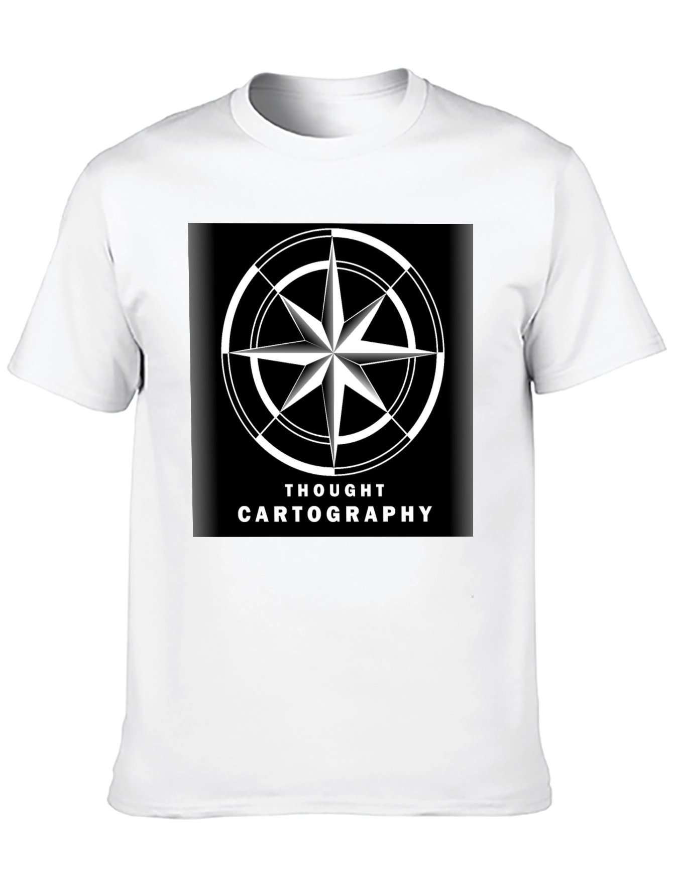Thought Cartography Compass Design Black T-Shirt