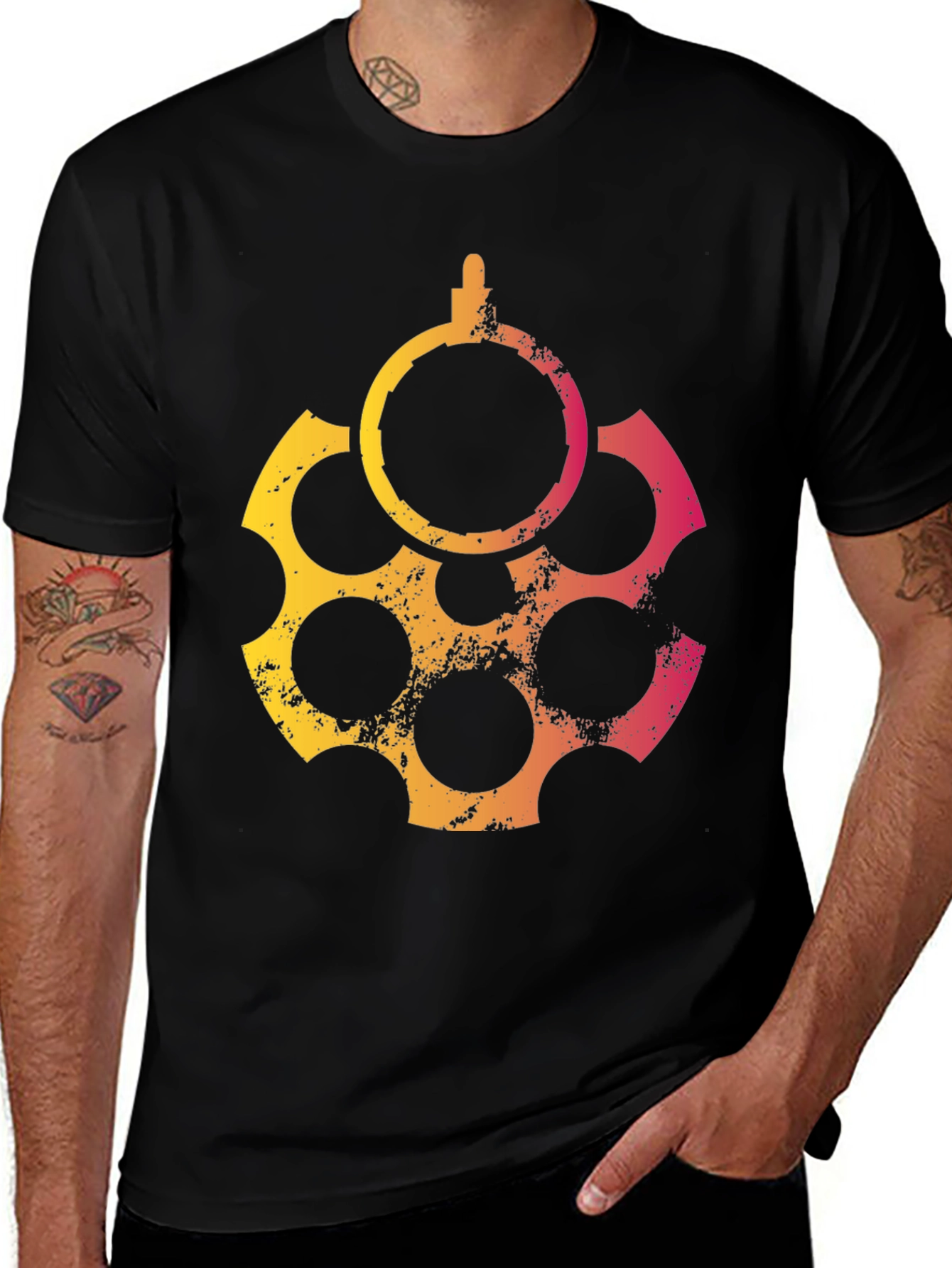 Graphic Revolver T-Shirt - Cool Casual Tee