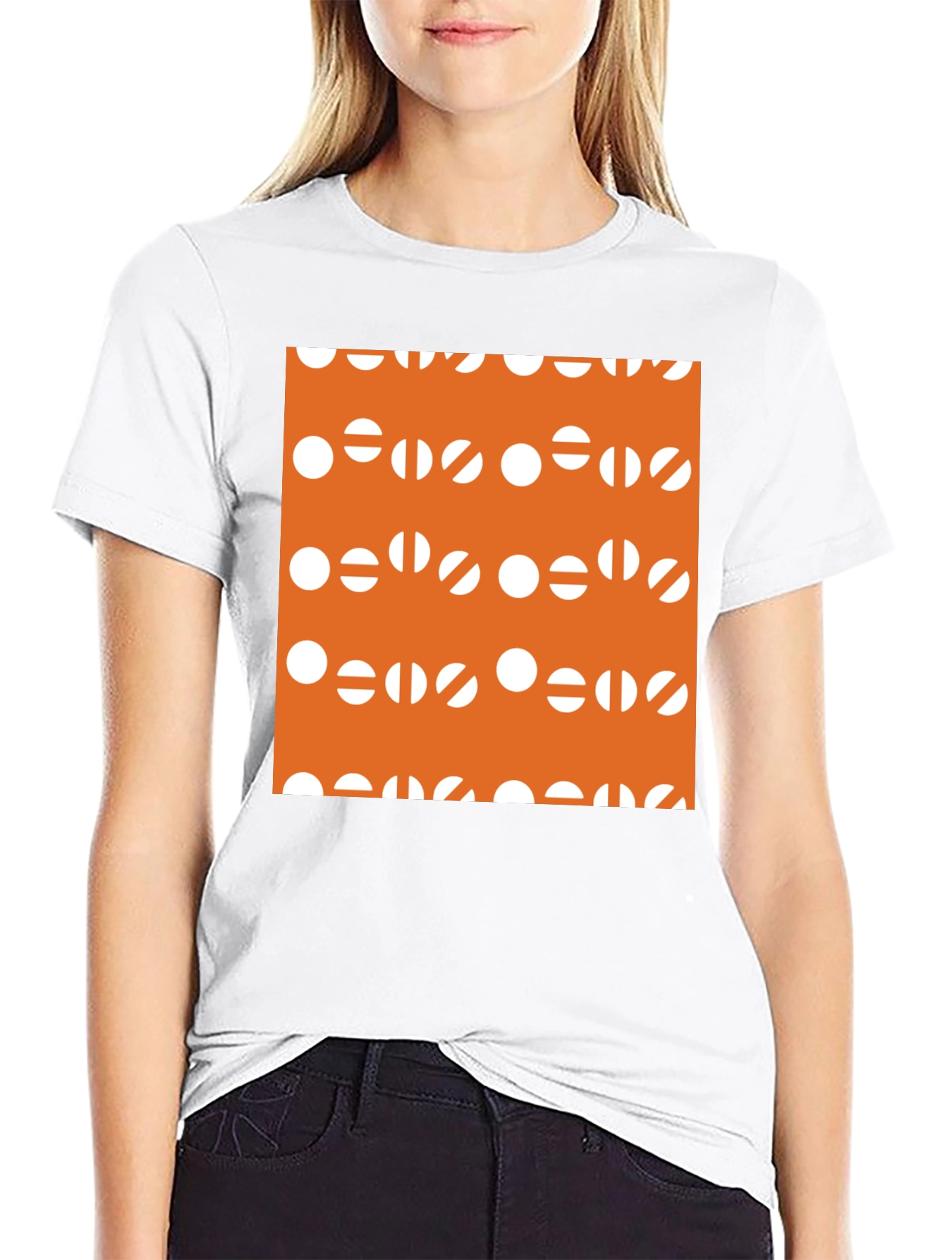 Modern Graphic Tee - Orange & White Circles