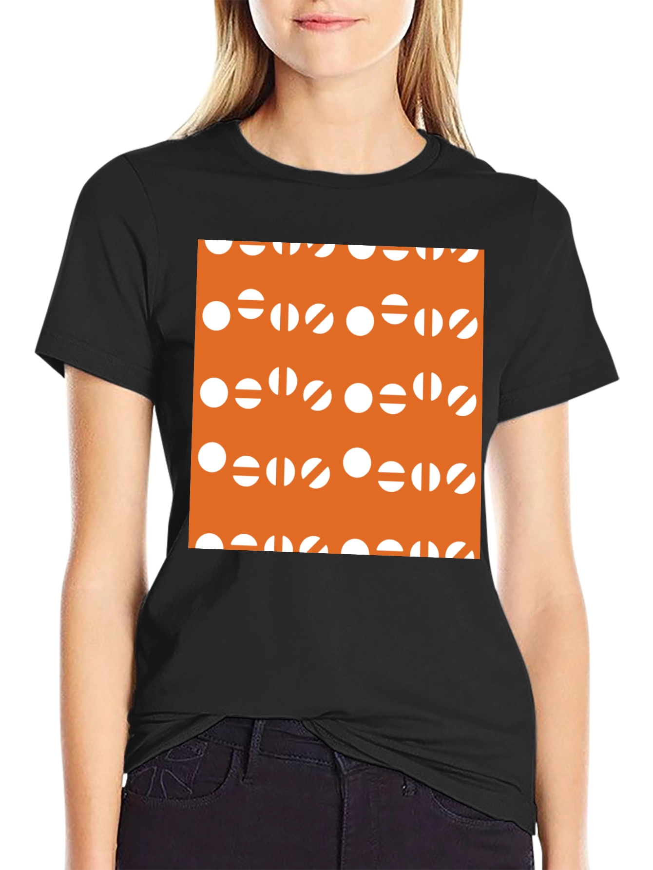 Modern Graphic Tee - Orange & White Circles