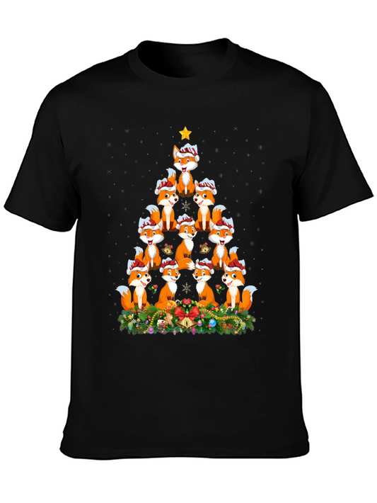 Fox Christmas Tree T-Shirt - Festive Holiday Apparel