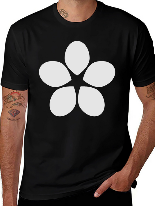 Minimalist Floral T-Shirt - Black Cotton Blend