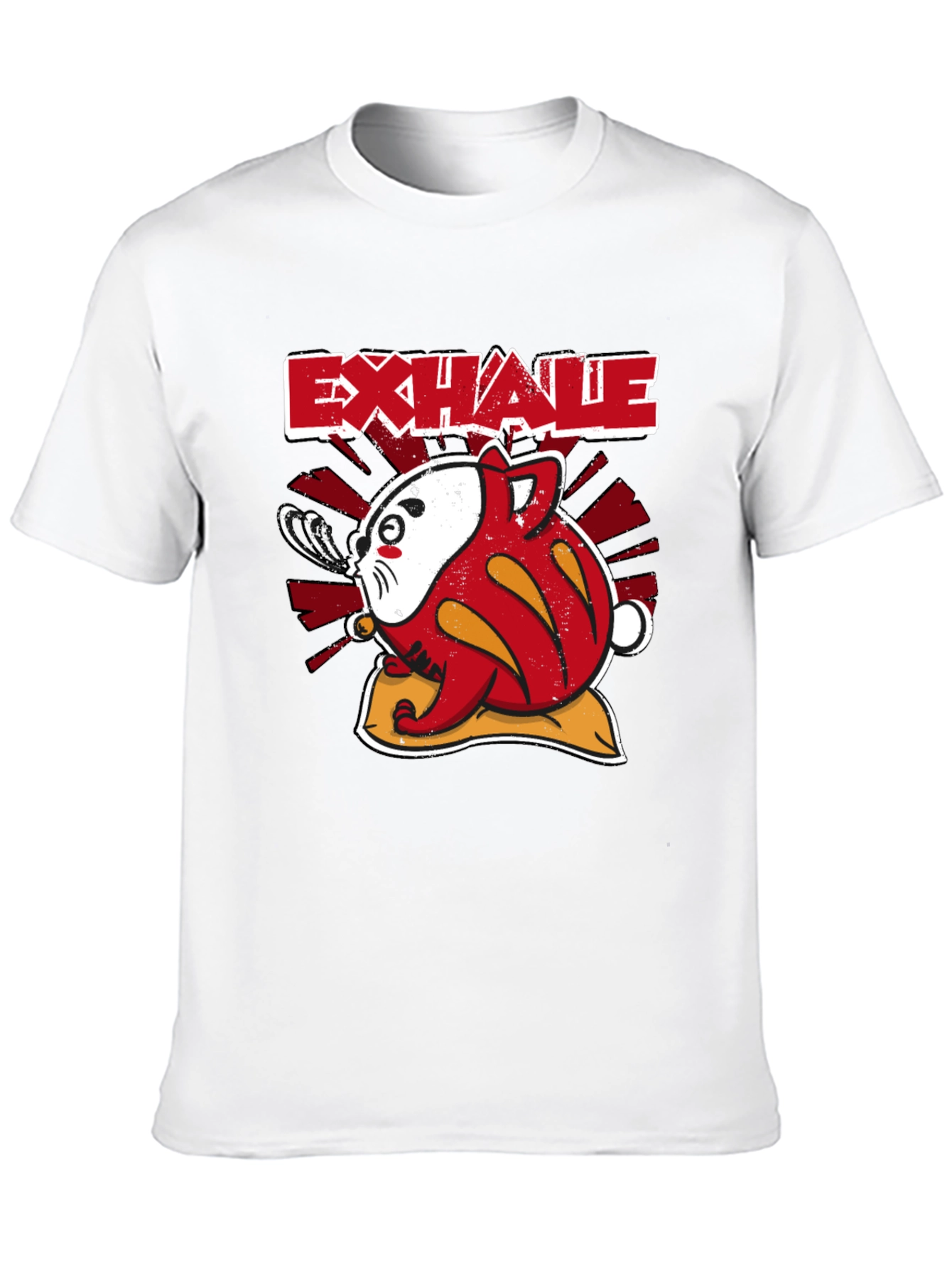 Exhale Daruma Cat Black T-Shirt