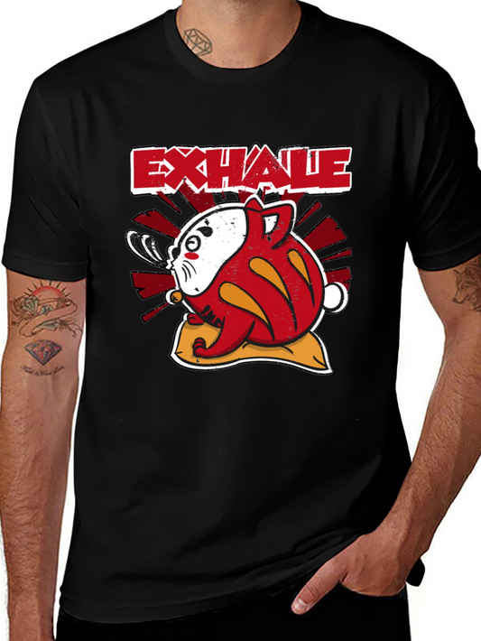Exhale Daruma Cat Black T-Shirt