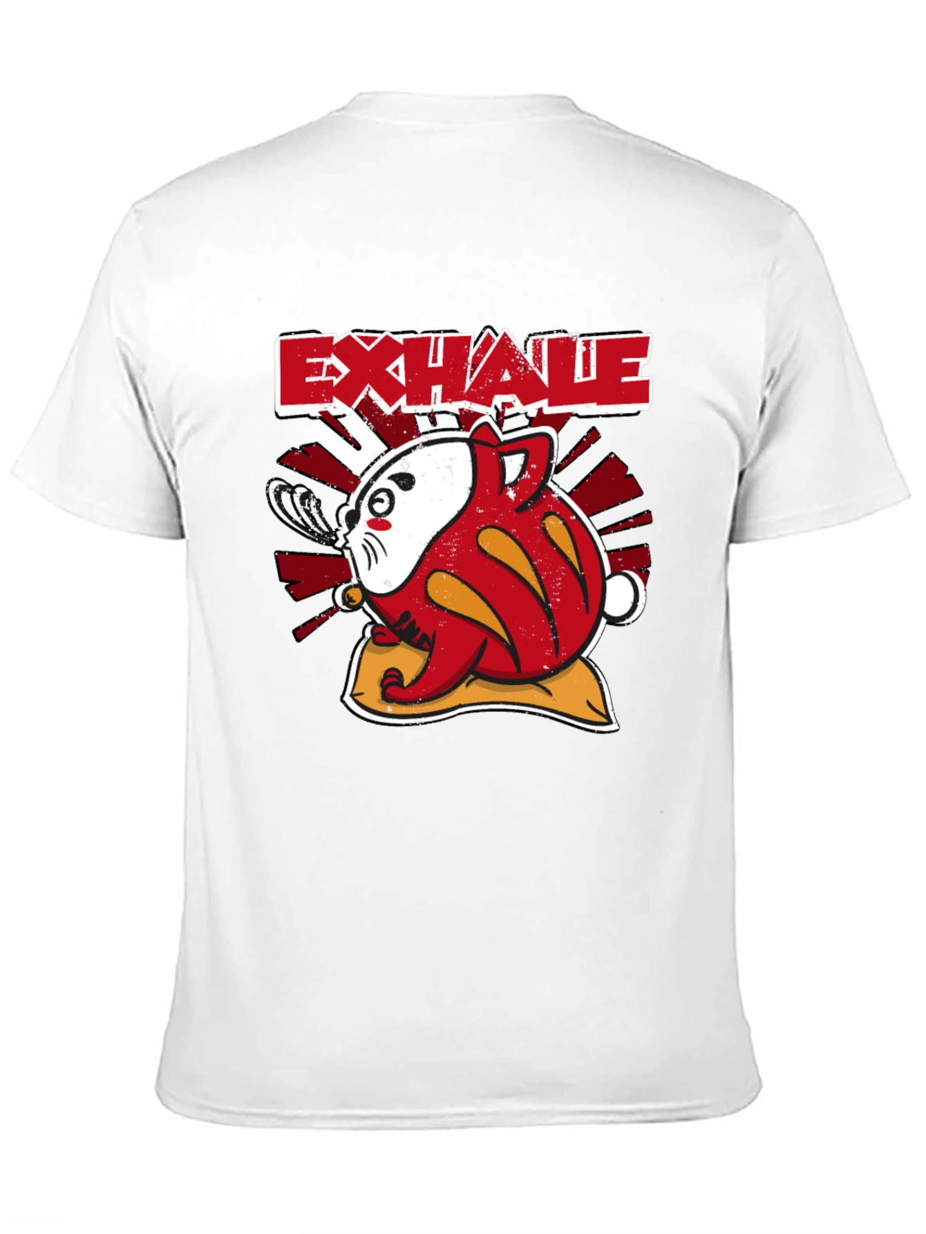 Exhale Daruma Cat Black T-Shirt