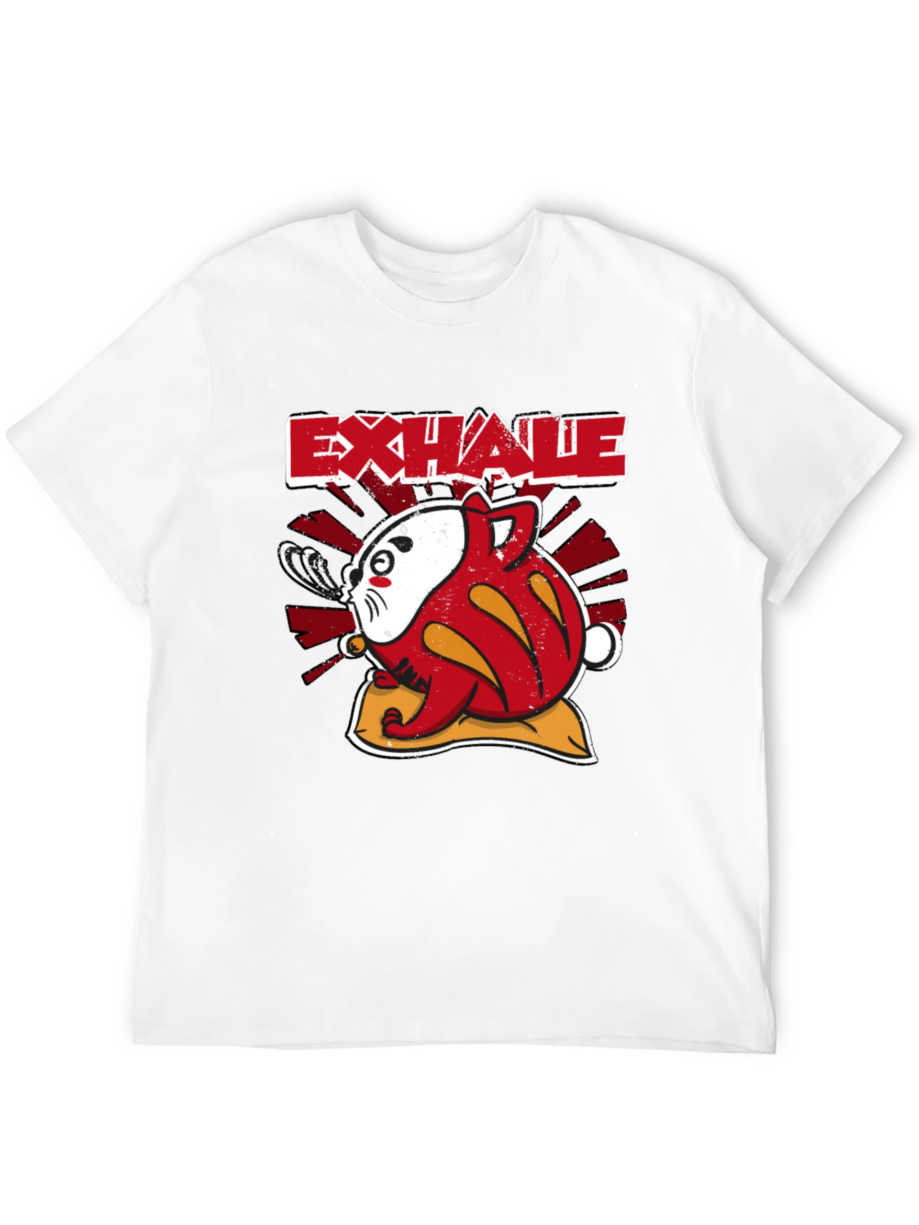 Exhale Daruma Cat Black T-Shirt